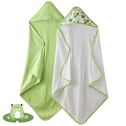 2 Leap Frog hooded towels on a white background with Frog graphic
