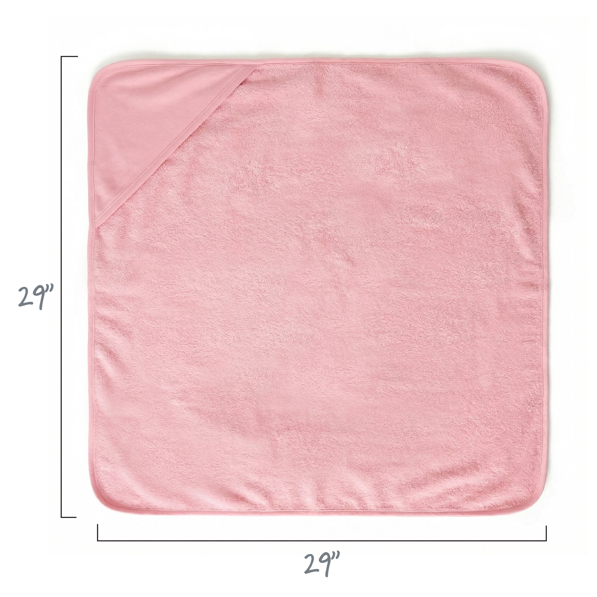 Layout of hooded towel, displaying 29’’ square dimensions