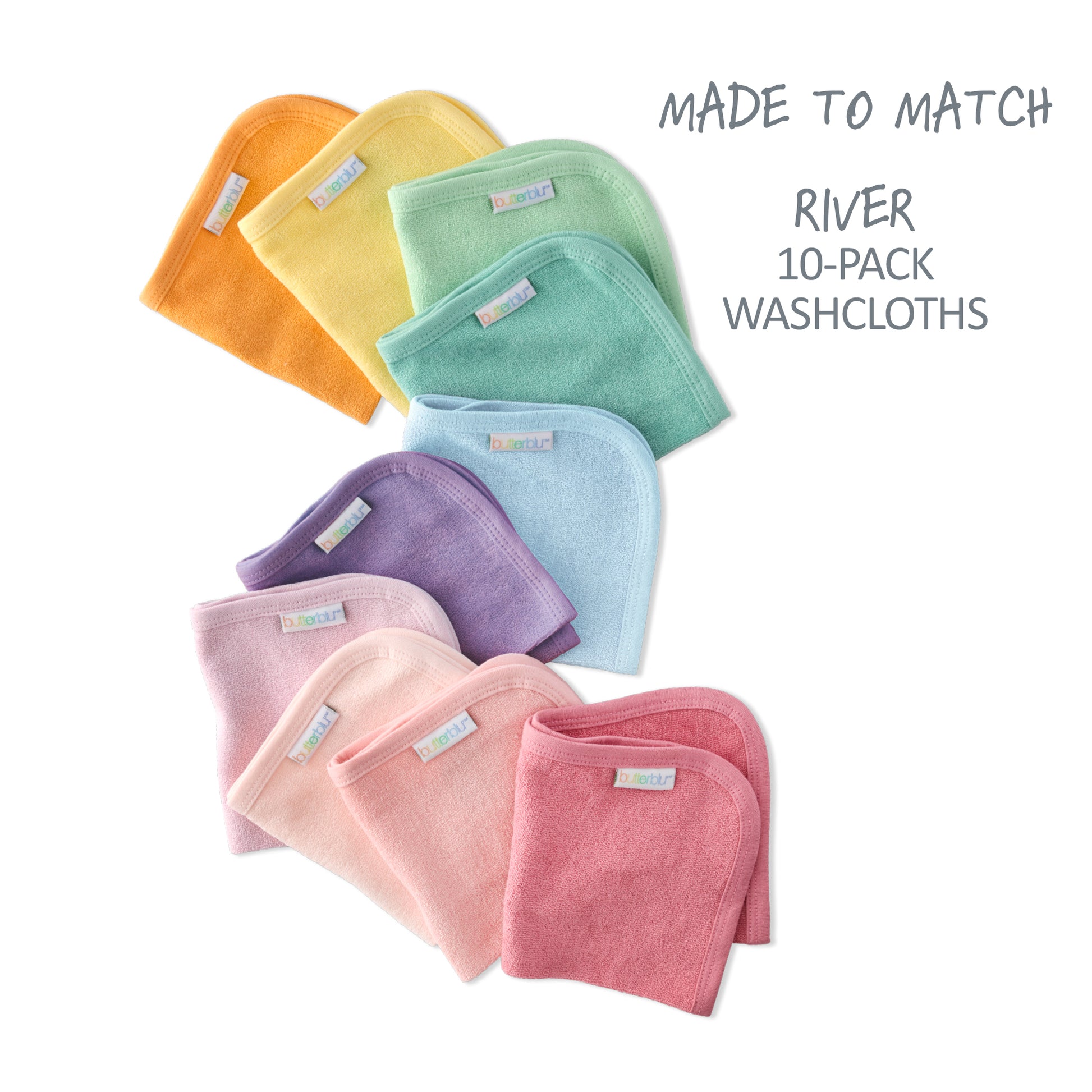 Made to Match River Washcloths layout in sunny pink rainbow