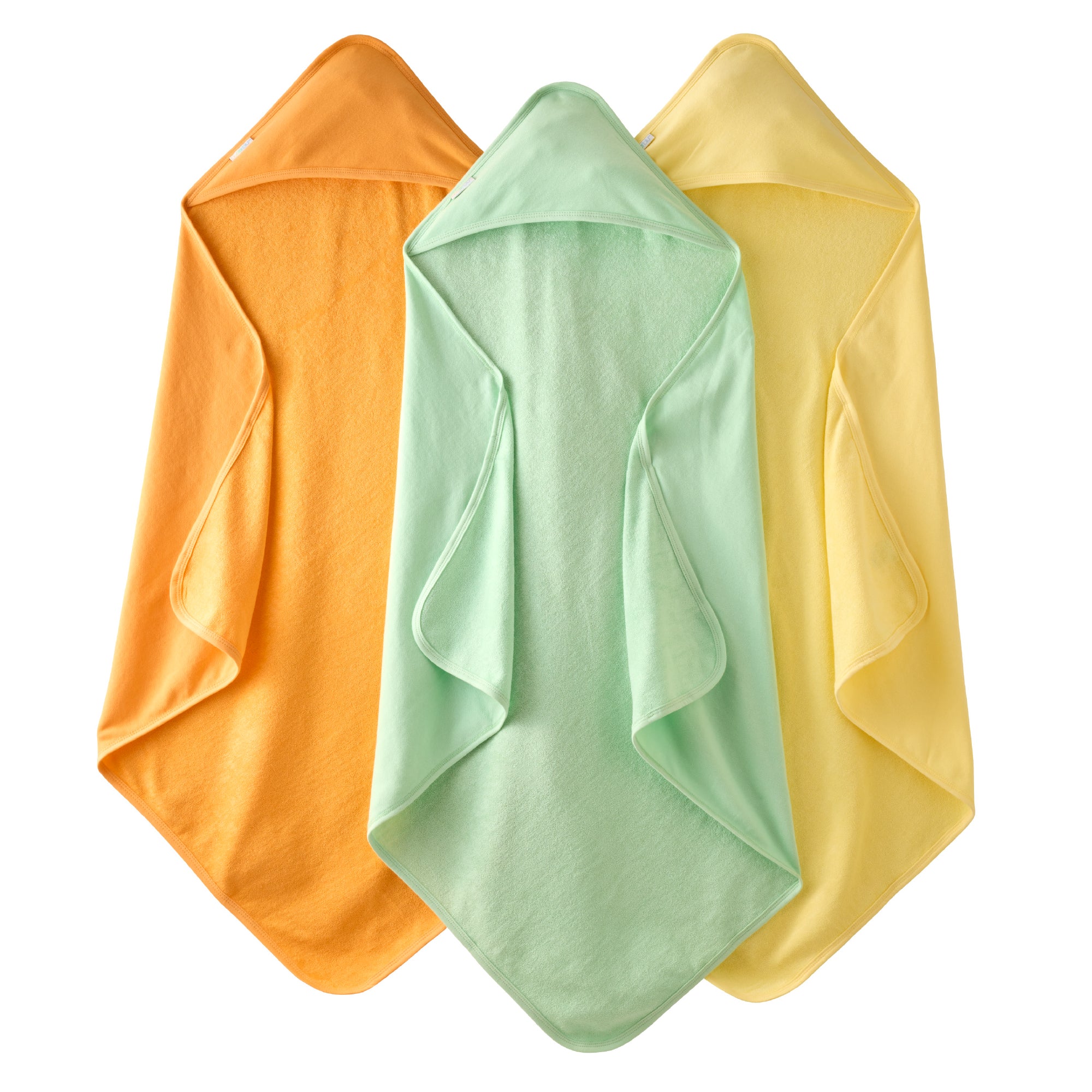 3 hooded towels on a white background in Sunny