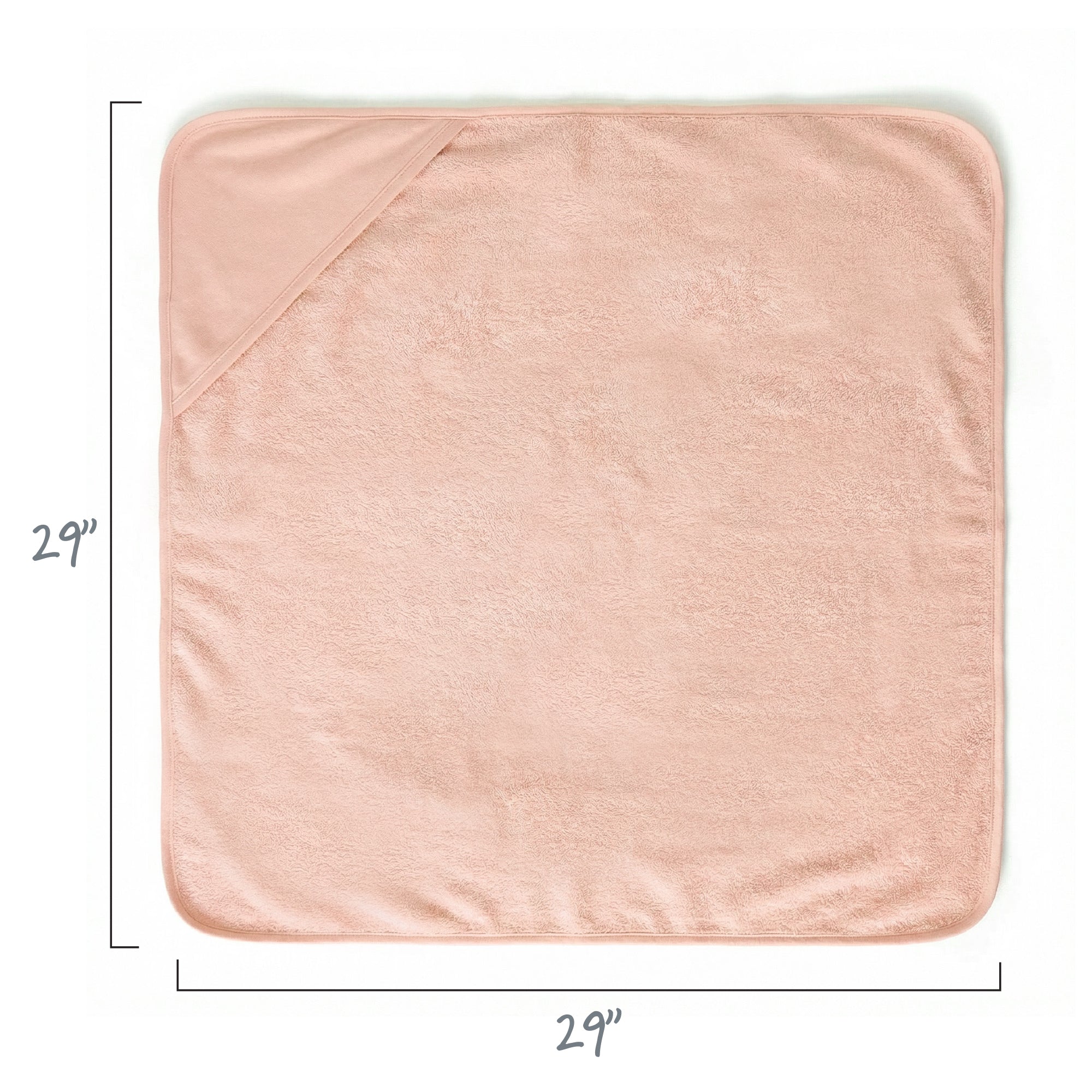 Layout of hooded towel, displaying 29’’ square dimensions
