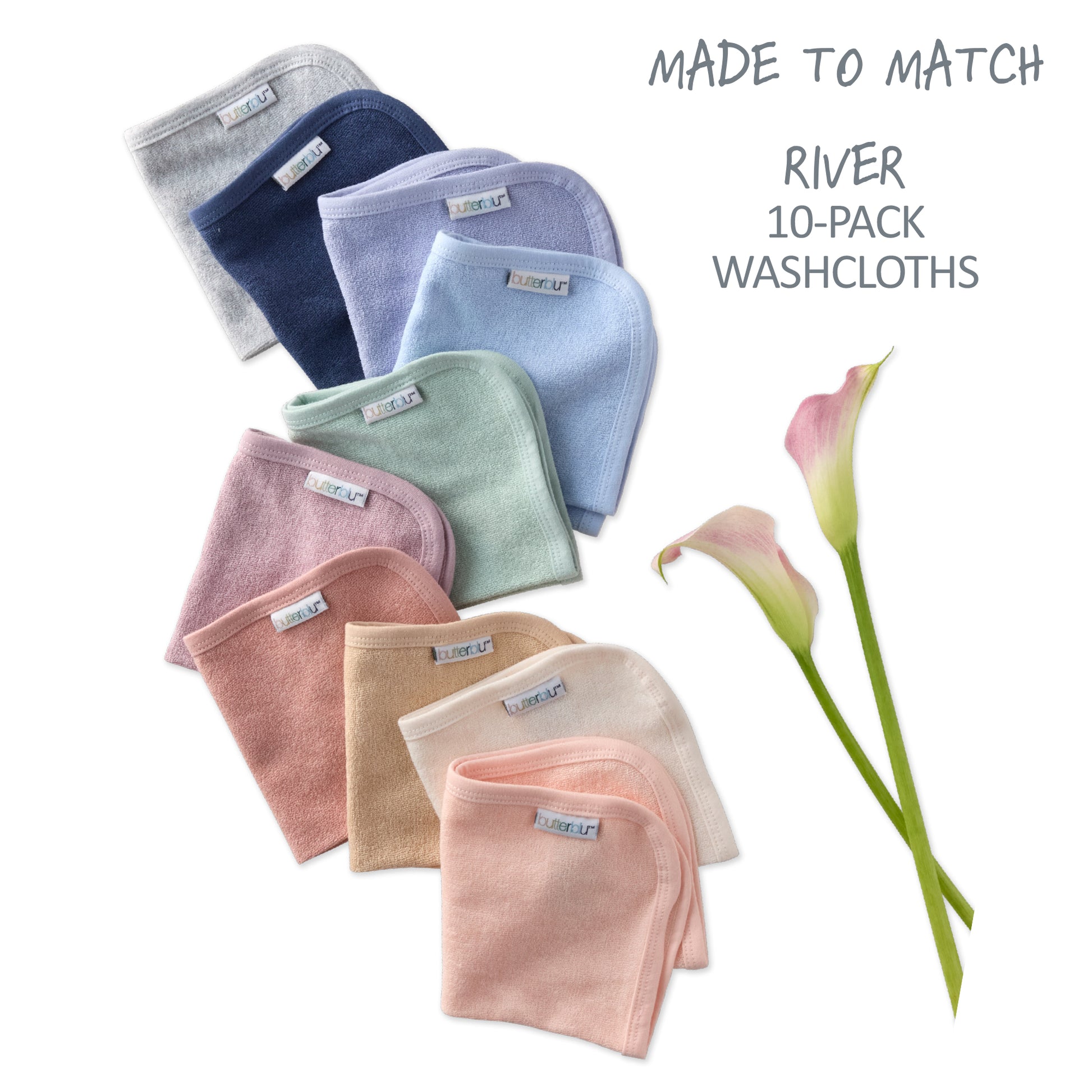 Made to Match River Washcloths layout in Sorbet Frost Rainbow