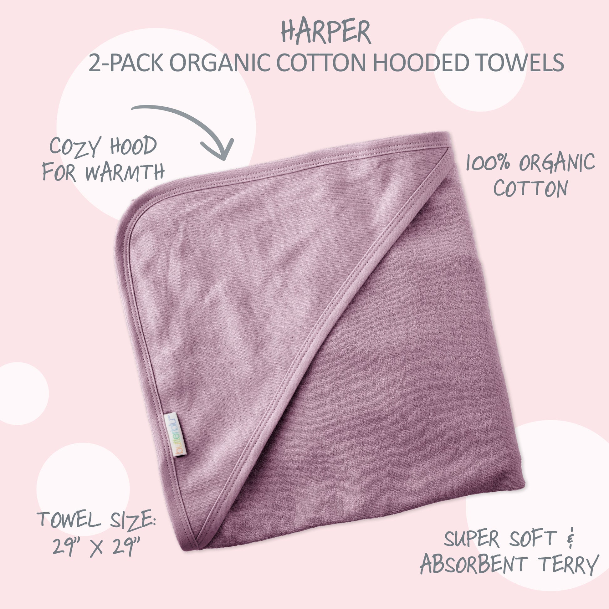 Harper Hooded Towels surrounded by product descriptions