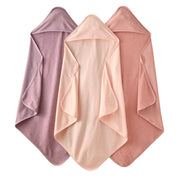3 hooded towels on a white background in Sorbet
