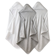 3 hooded towels on a white background in Stone