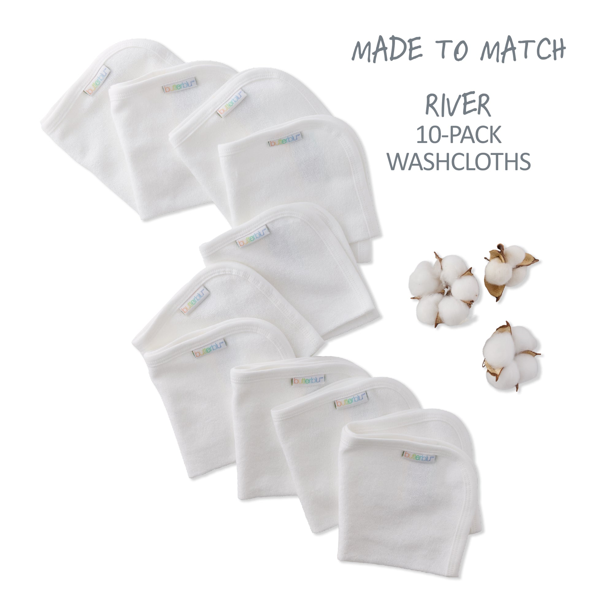 Made to Match River Washcloths layout in white
