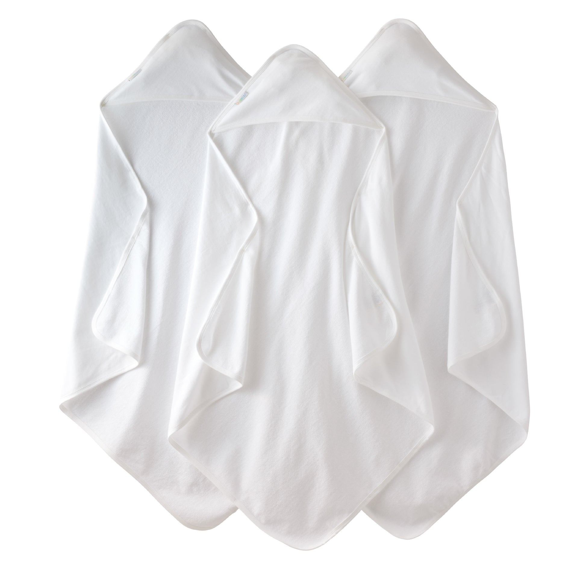 3 hooded towels on a white background in White