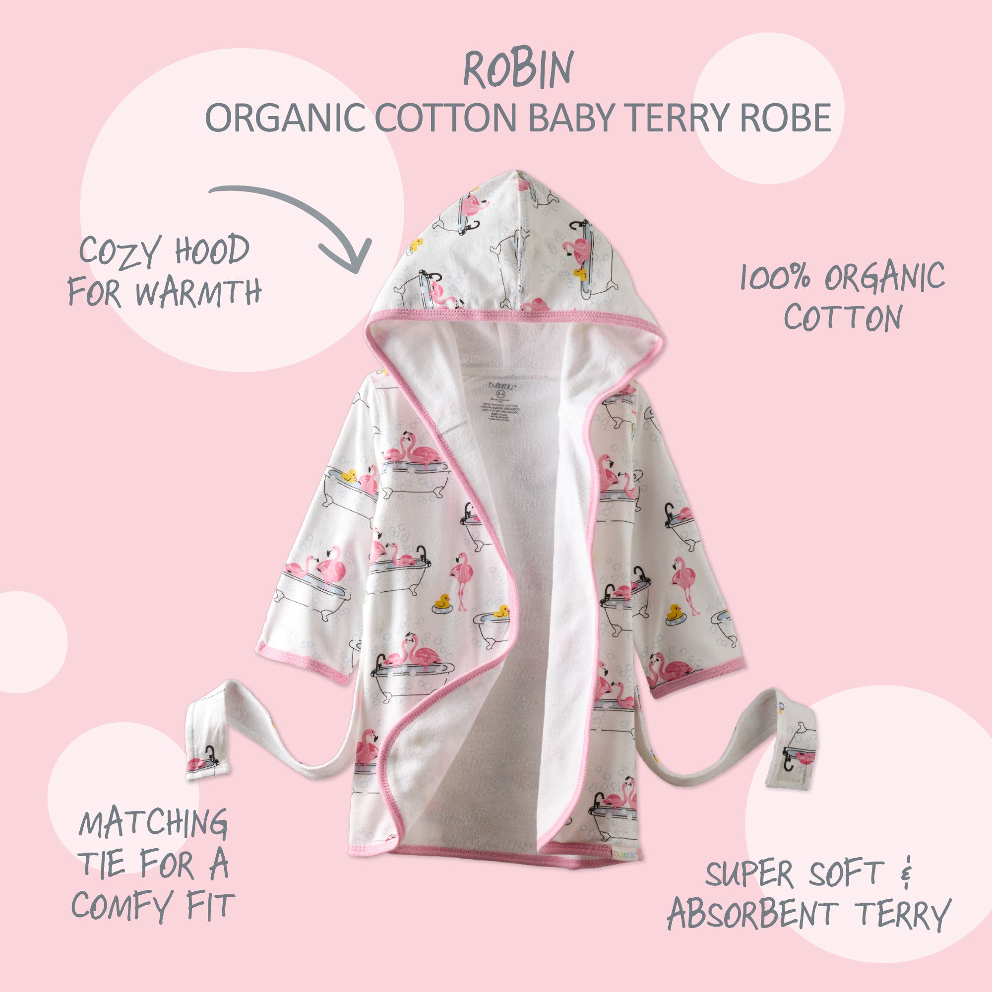 Robin Robe surrounded by product descriptions