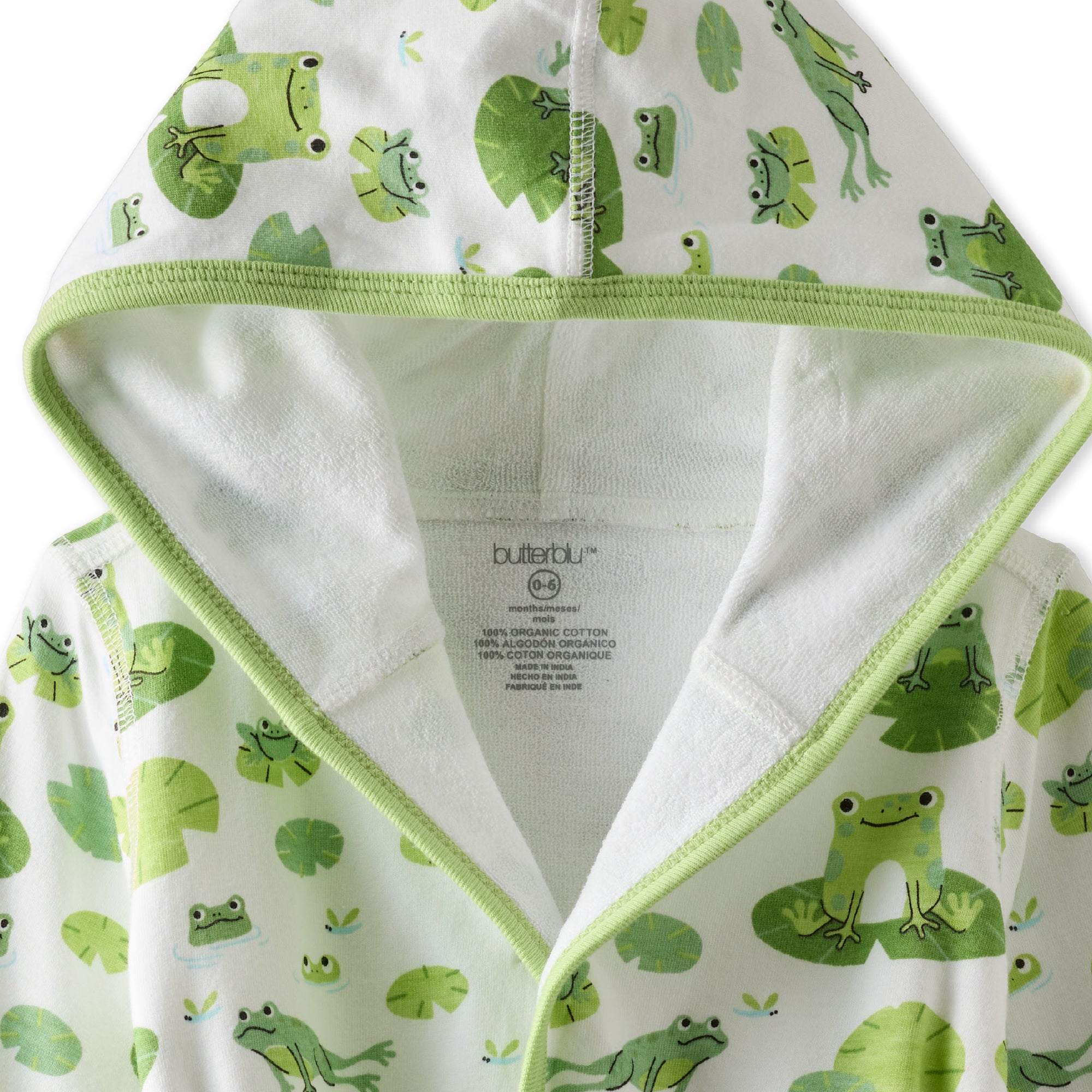 Close up of terrycloth robe hood