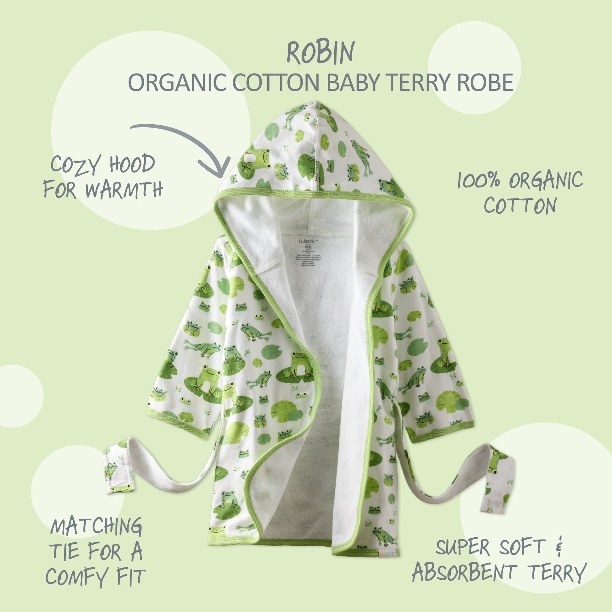 Robin Robe layout surrounded by product descriptions