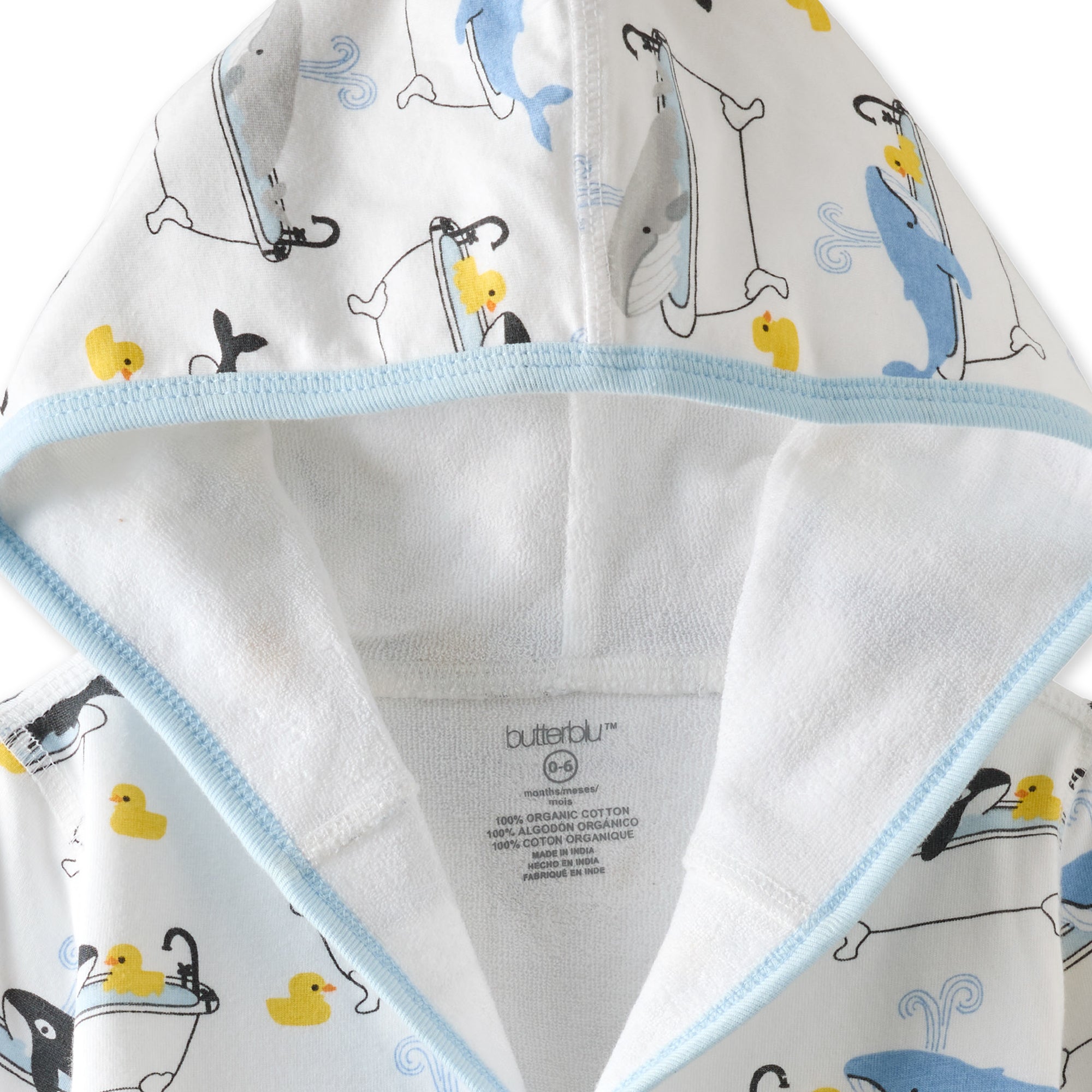 Close up of terrycloth robe hood