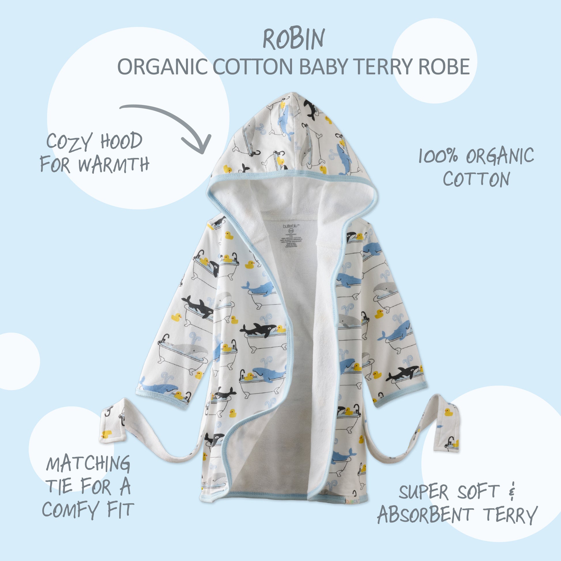 Robin Robe layout surrounded by product descriptions