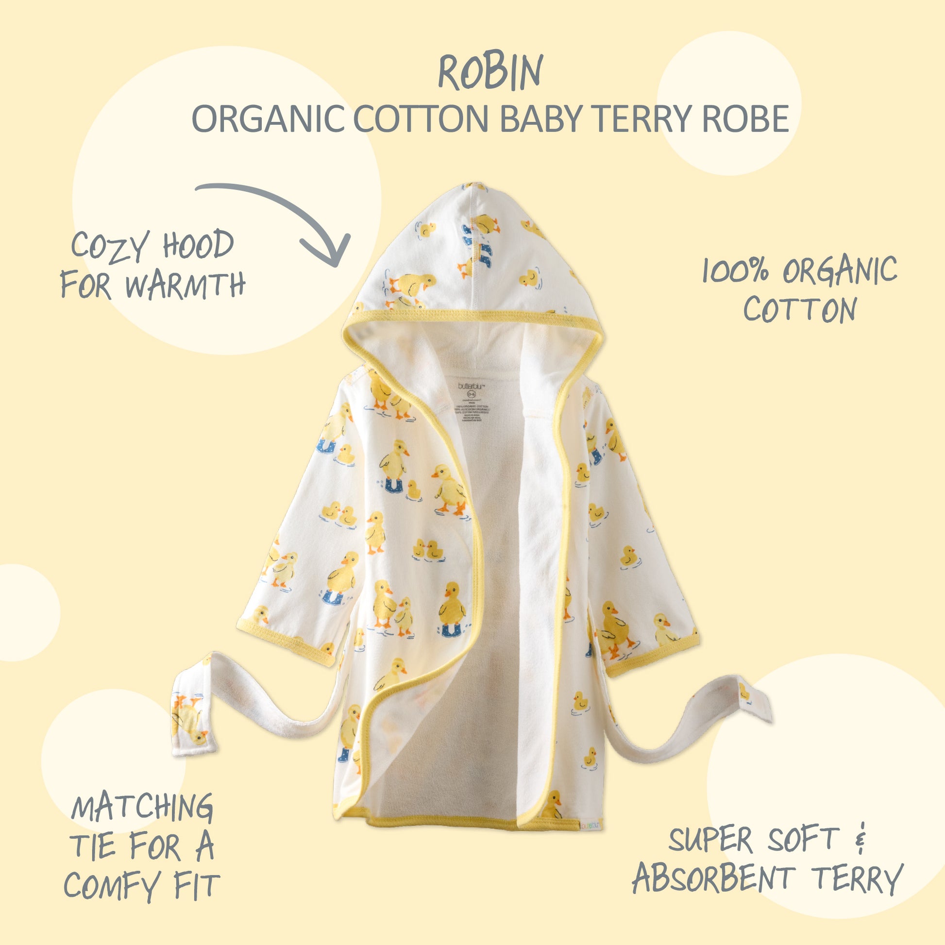 Robin Robe layout surrounded by product descriptions