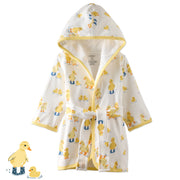 Puddle Jumpers robe main image with front of robe pictured on a white background and duck graphic in corner.