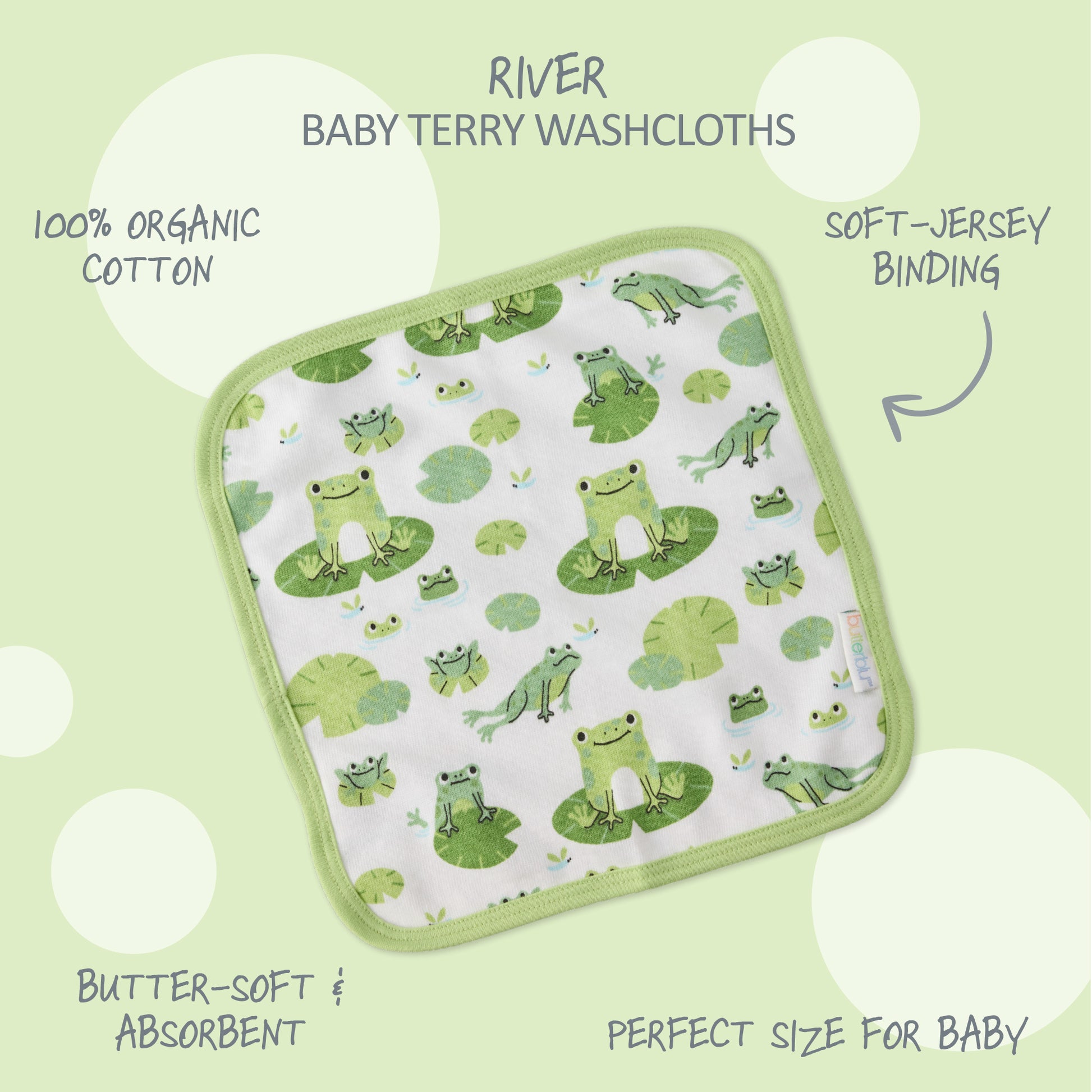 River Washcloth surrounded by product descriptions 