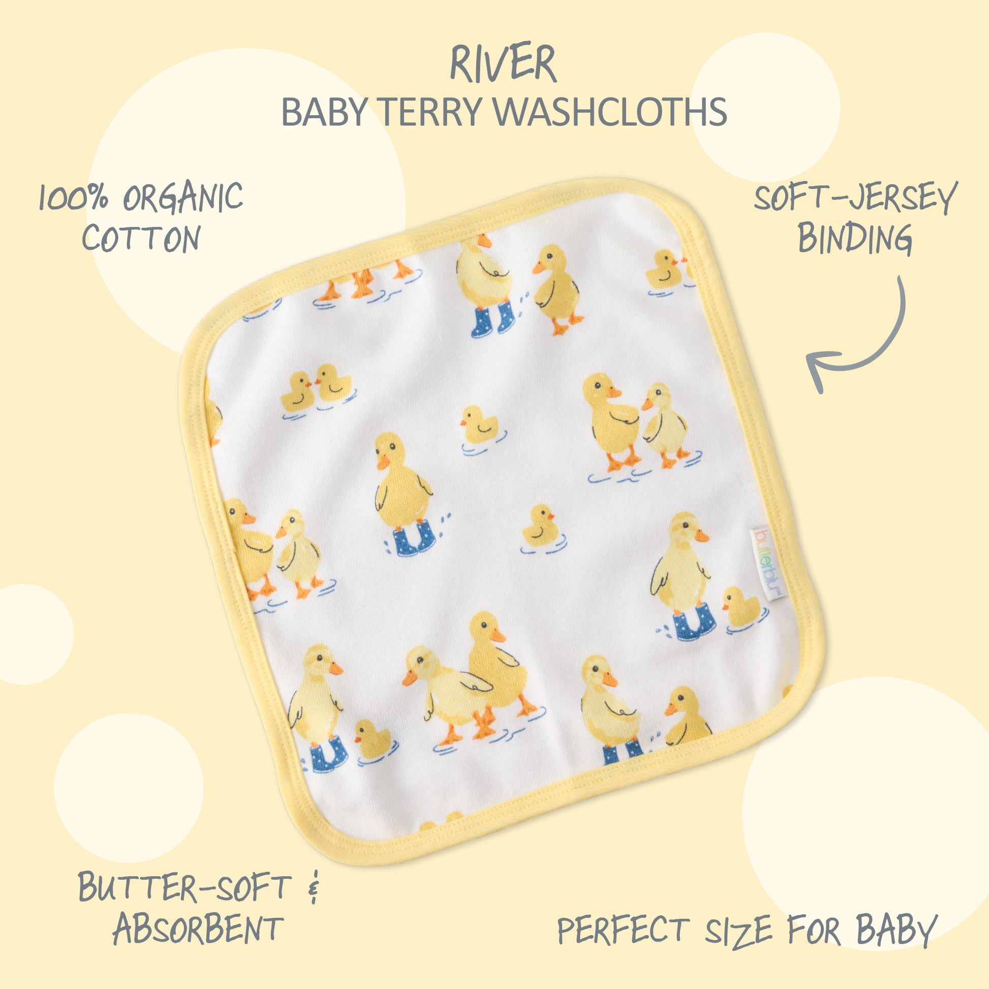 River Washcloth surrounded by product descriptions 