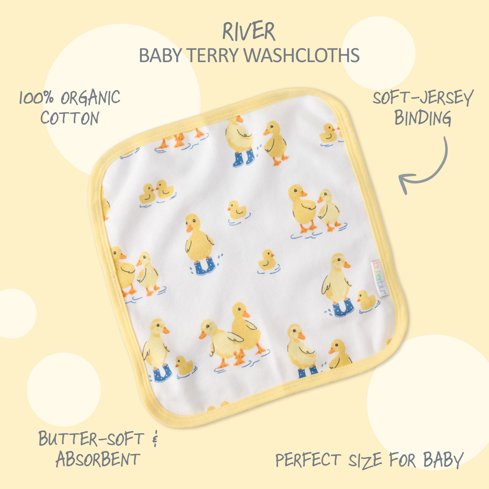 River Washcloth surrounded by product descriptions 