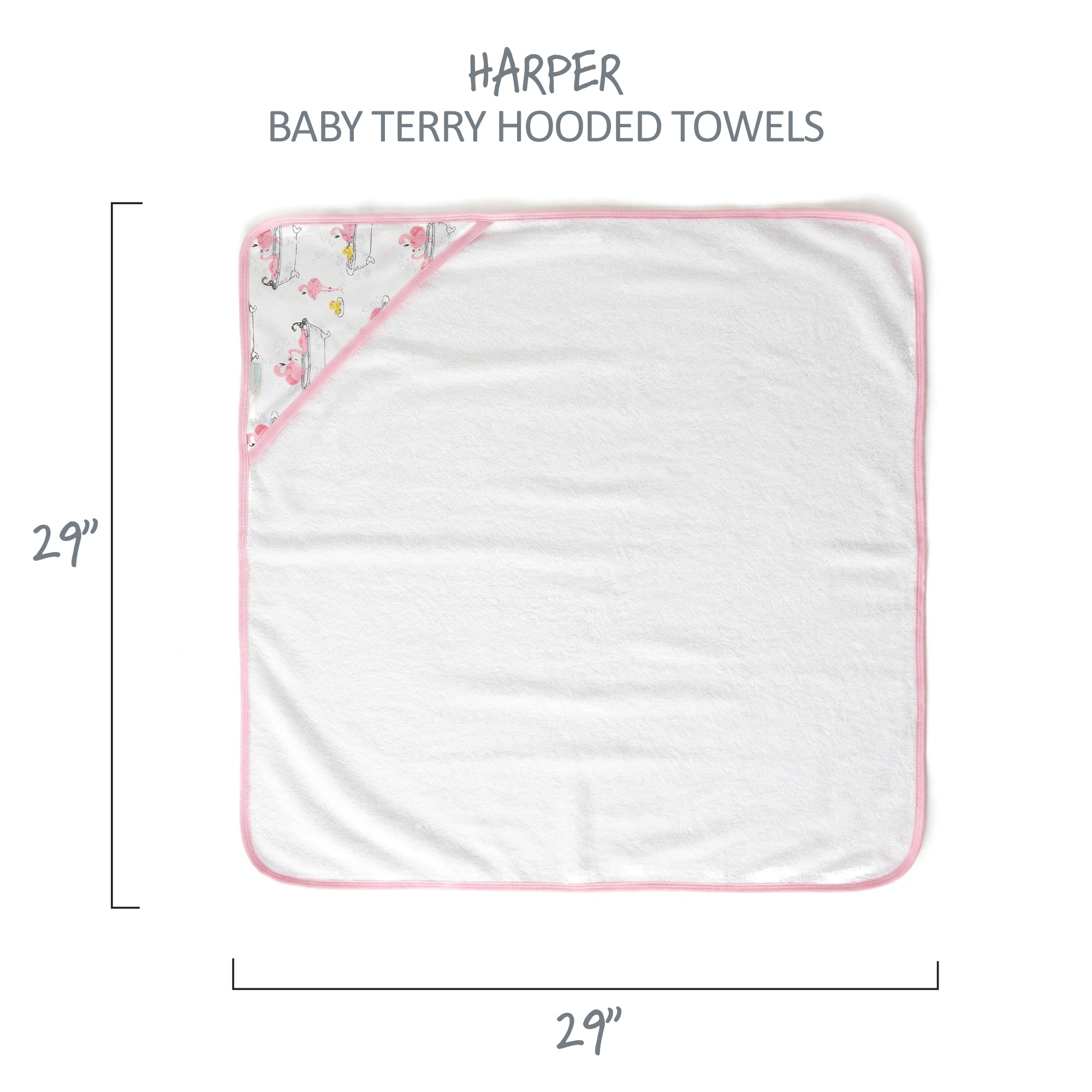 Harper Baby Terry Hooded Towel measurements