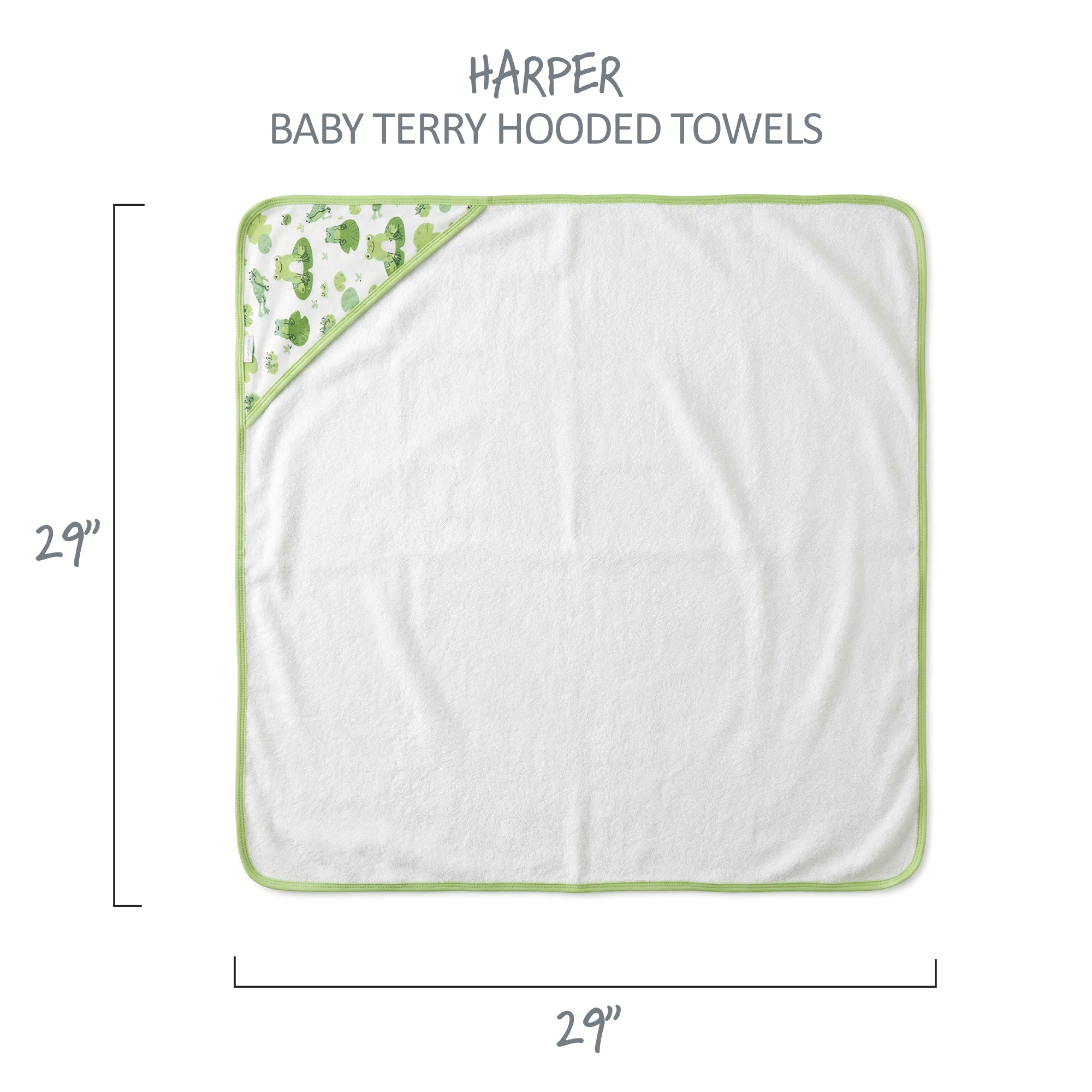 Harper Baby Terry Hooded Towel measurements