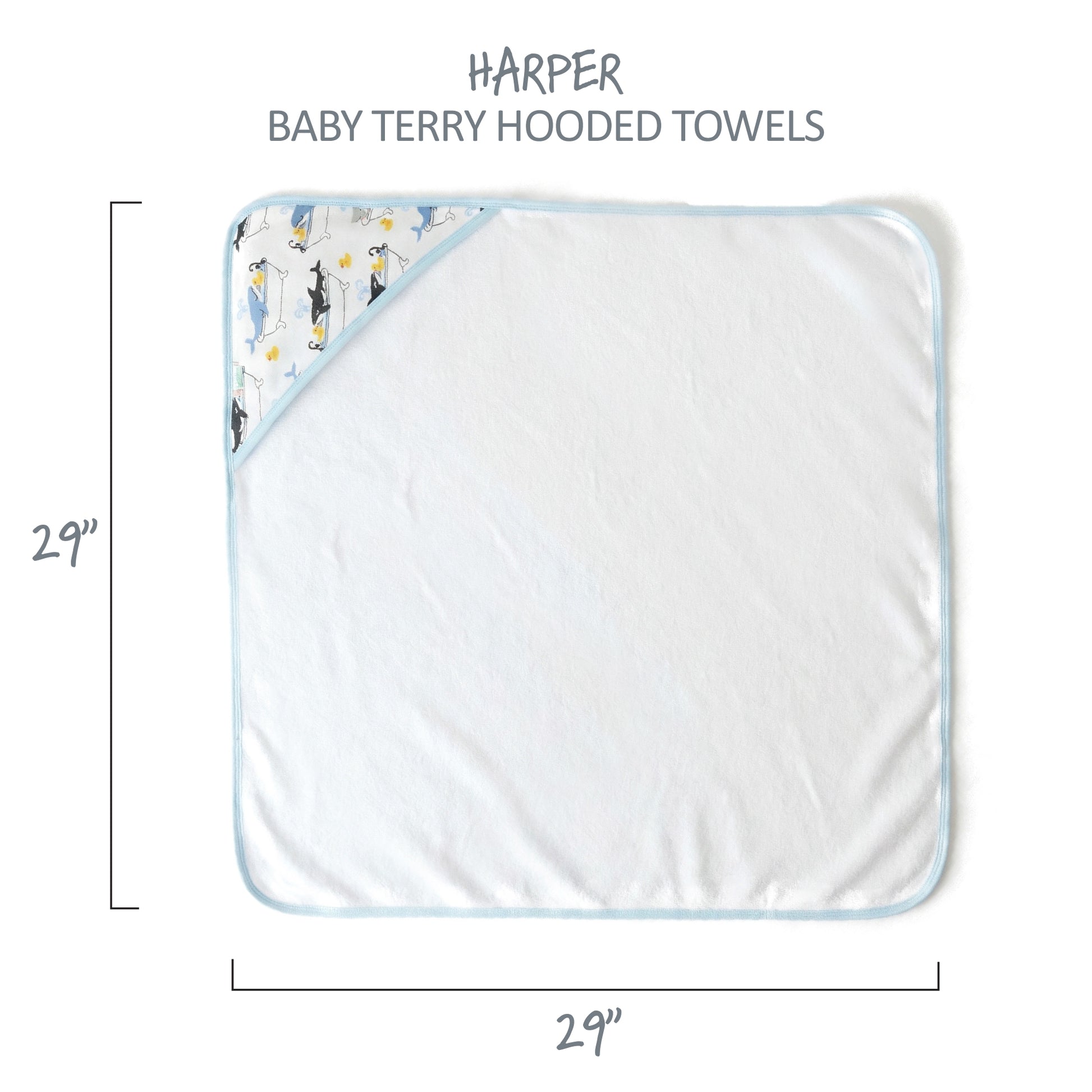 Harper Baby Terry Hooded Towel measurements
