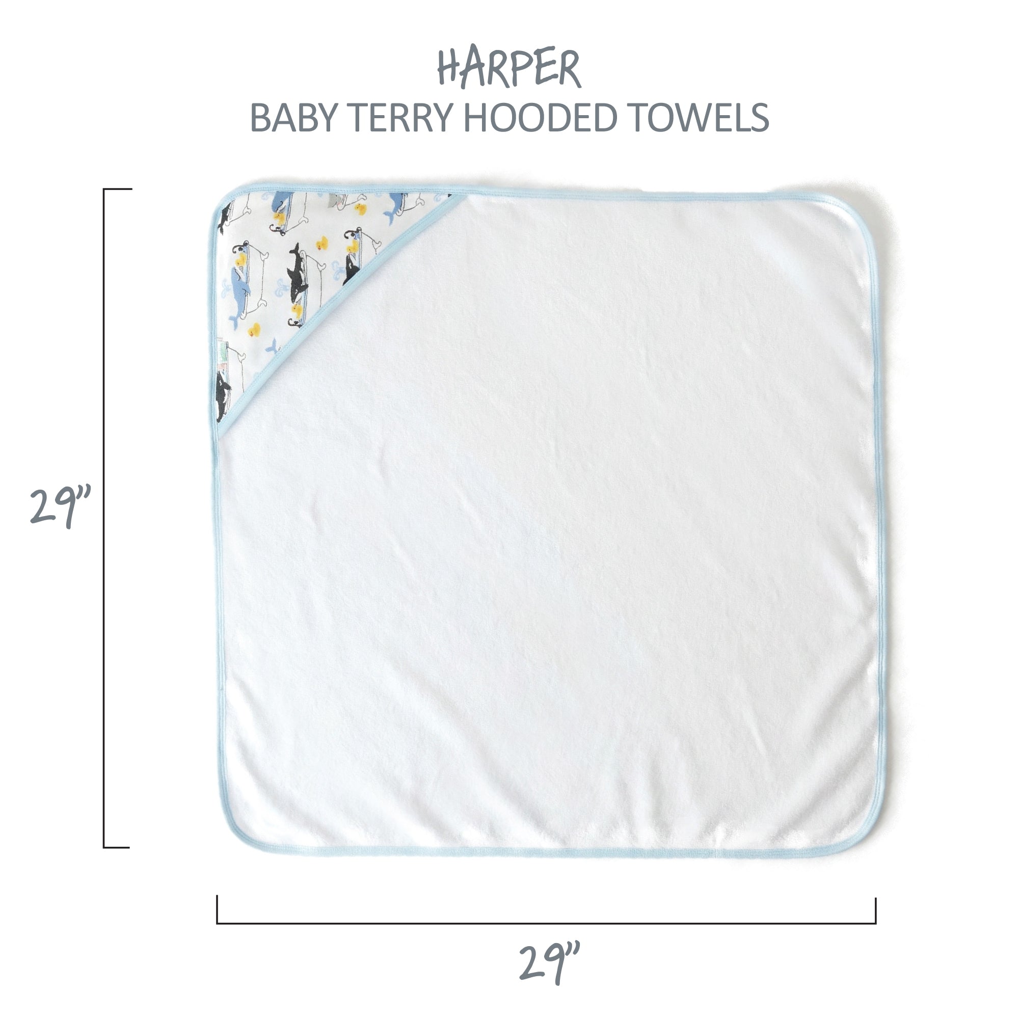 Harper Baby Terry Hooded Towel measurements