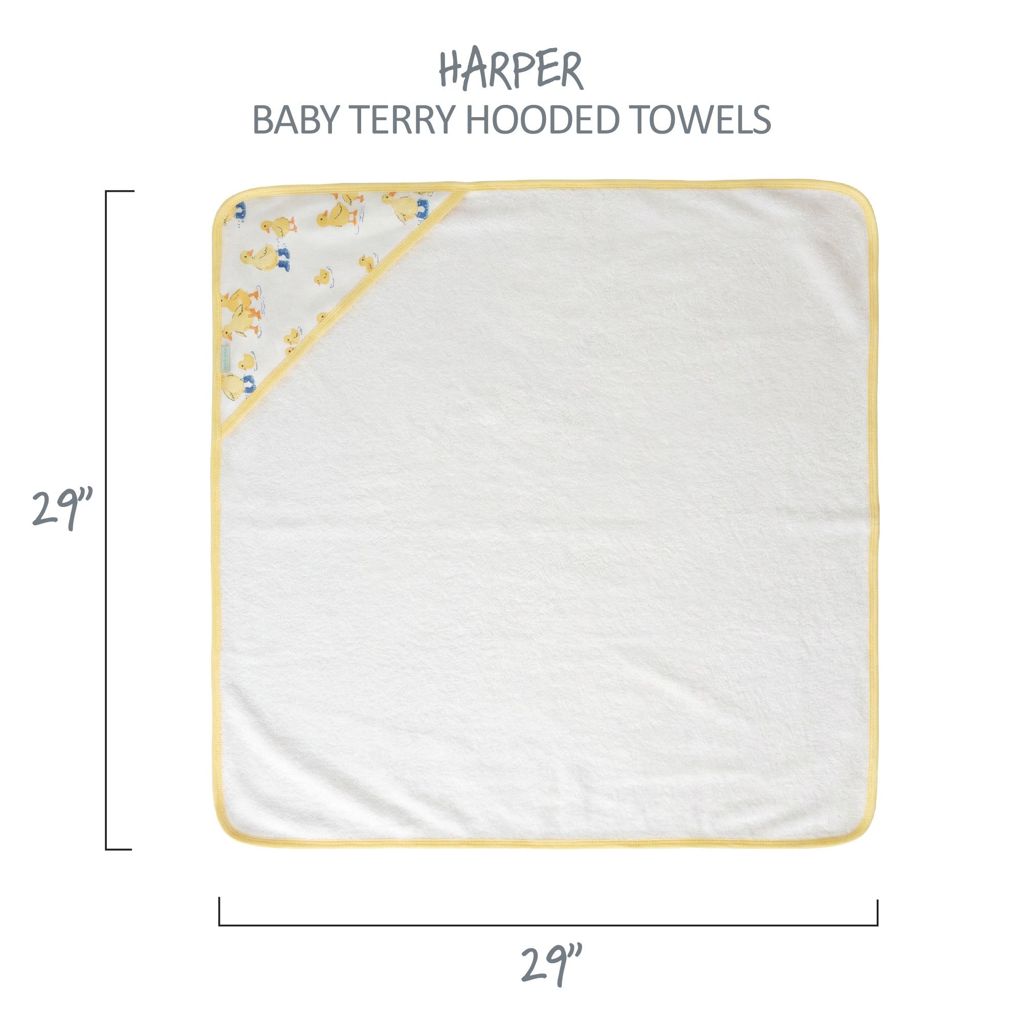 Harper Baby Terry Hooded Towel measurements