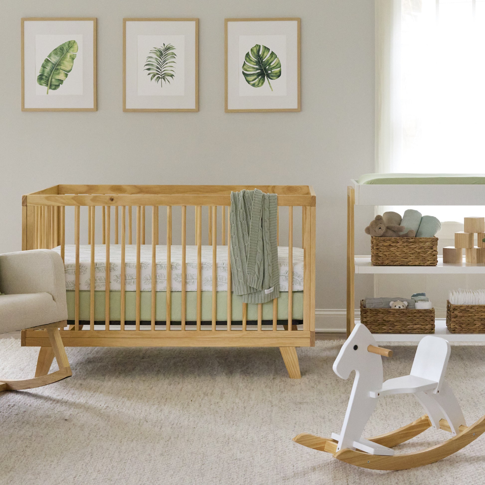 Butterblu Frankie fitted crib sheet in Fern Feather — GOTS-certified organic cotton crib sheet for standard cribs