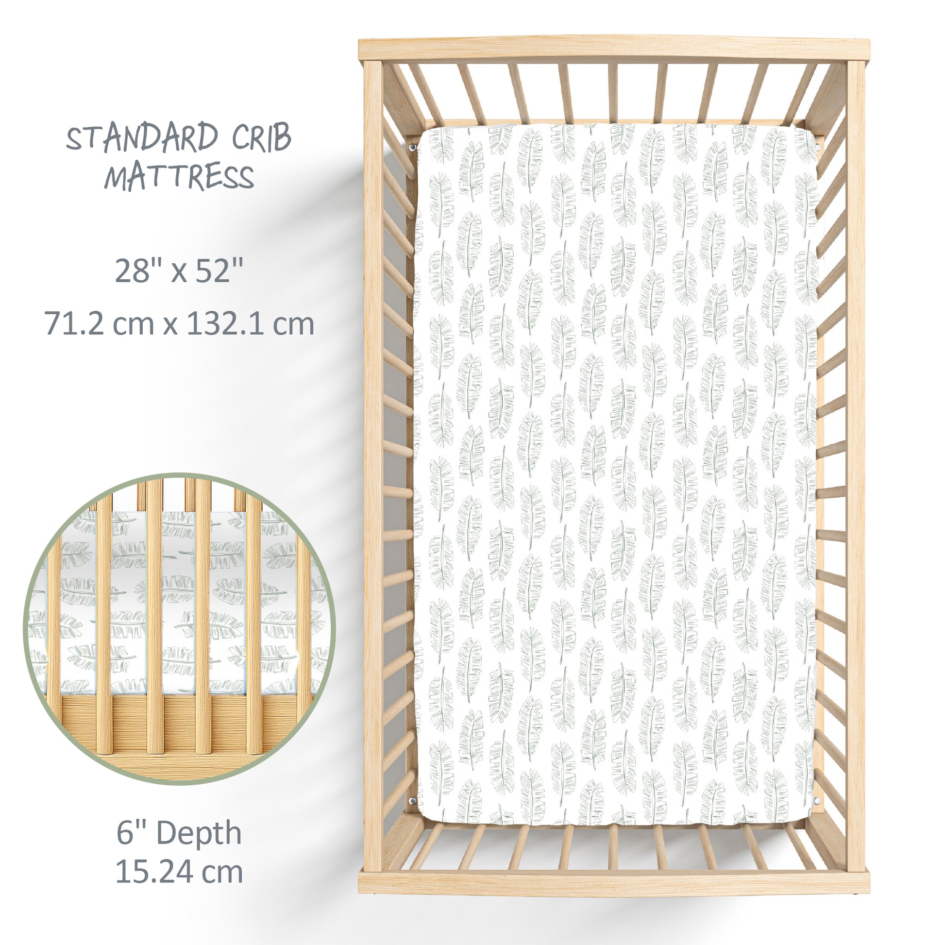 Butterblu Frankie fitted crib sheet in Fern Feather — GOTS-certified organic cotton crib sheet for standard cribs