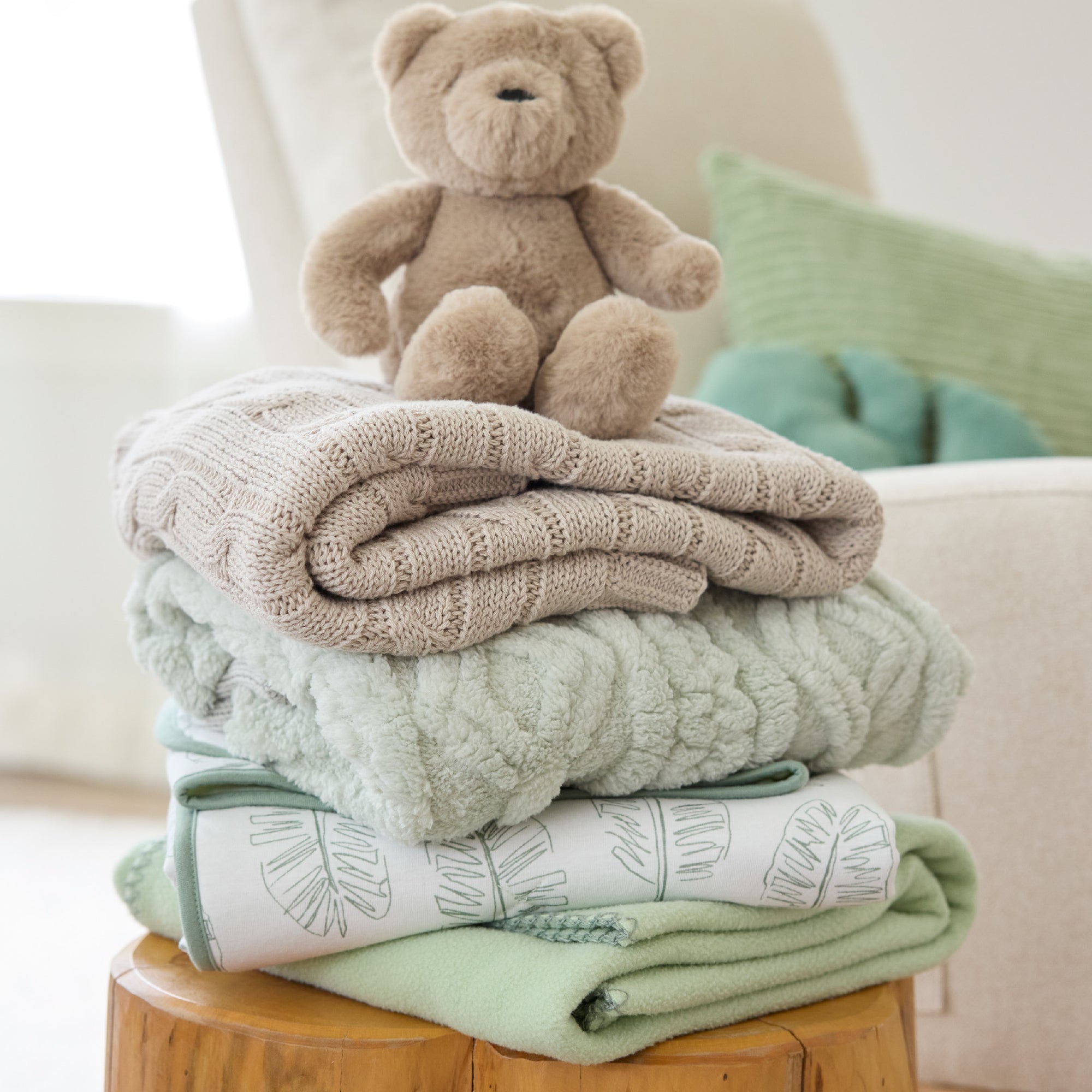 Butterblu Frankie fitted crib sheet in Fern Feather — GOTS-certified organic cotton crib sheet for standard cribs