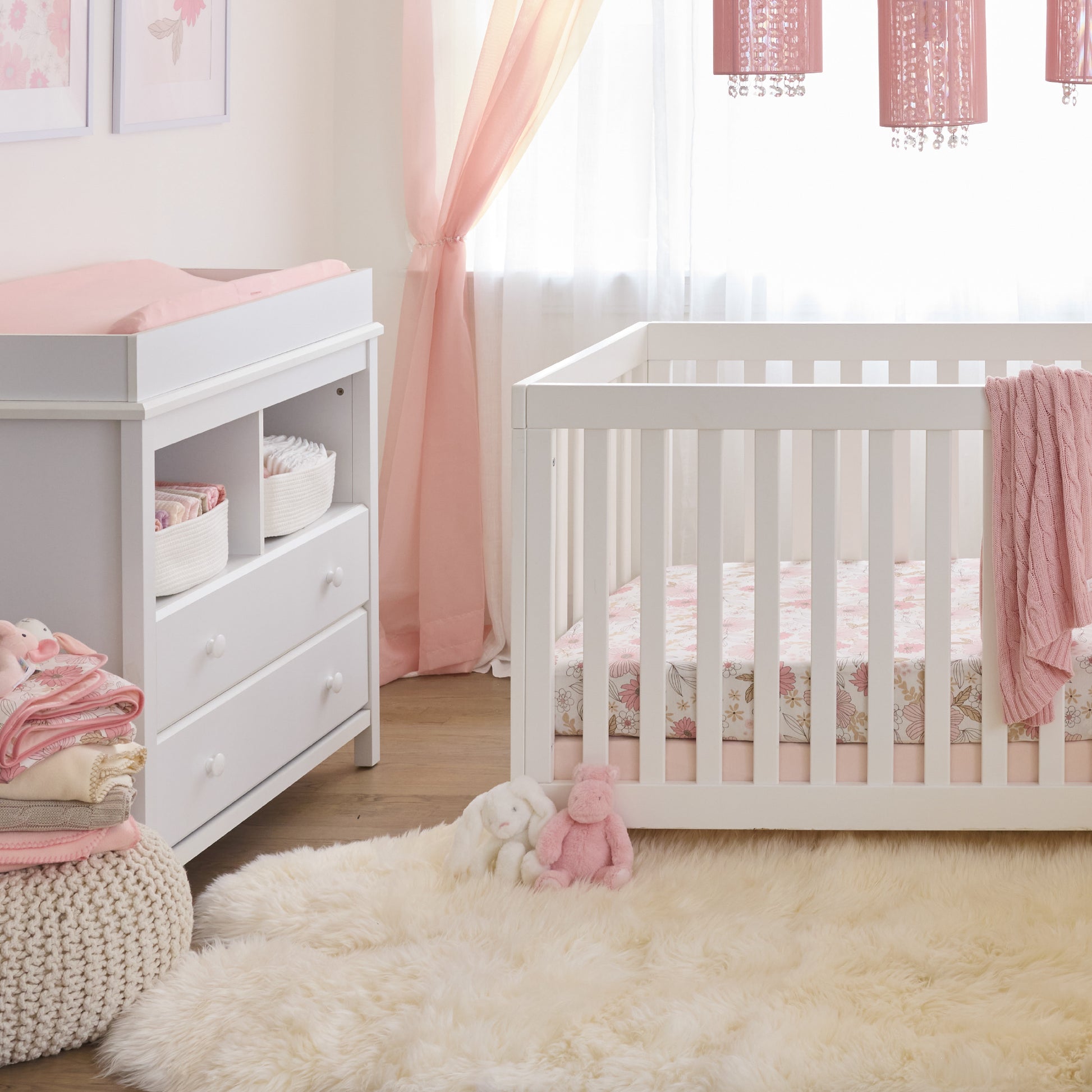 Butterblu Frankie fitted crib sheet in Pretty Petals — GOTS-certified organic cotton crib sheet for standard cribs