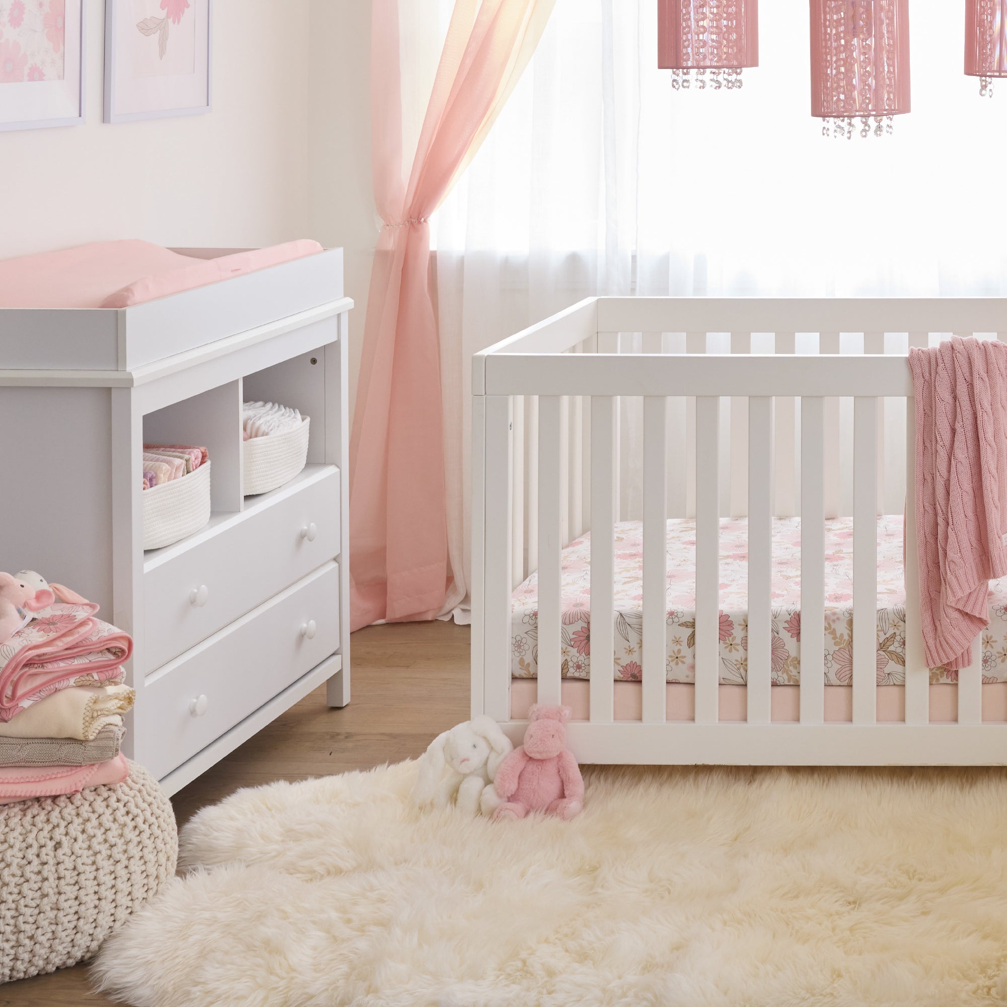 Butterblu Frankie fitted crib sheet in Pretty Petals — GOTS-certified organic cotton crib sheet for standard cribs