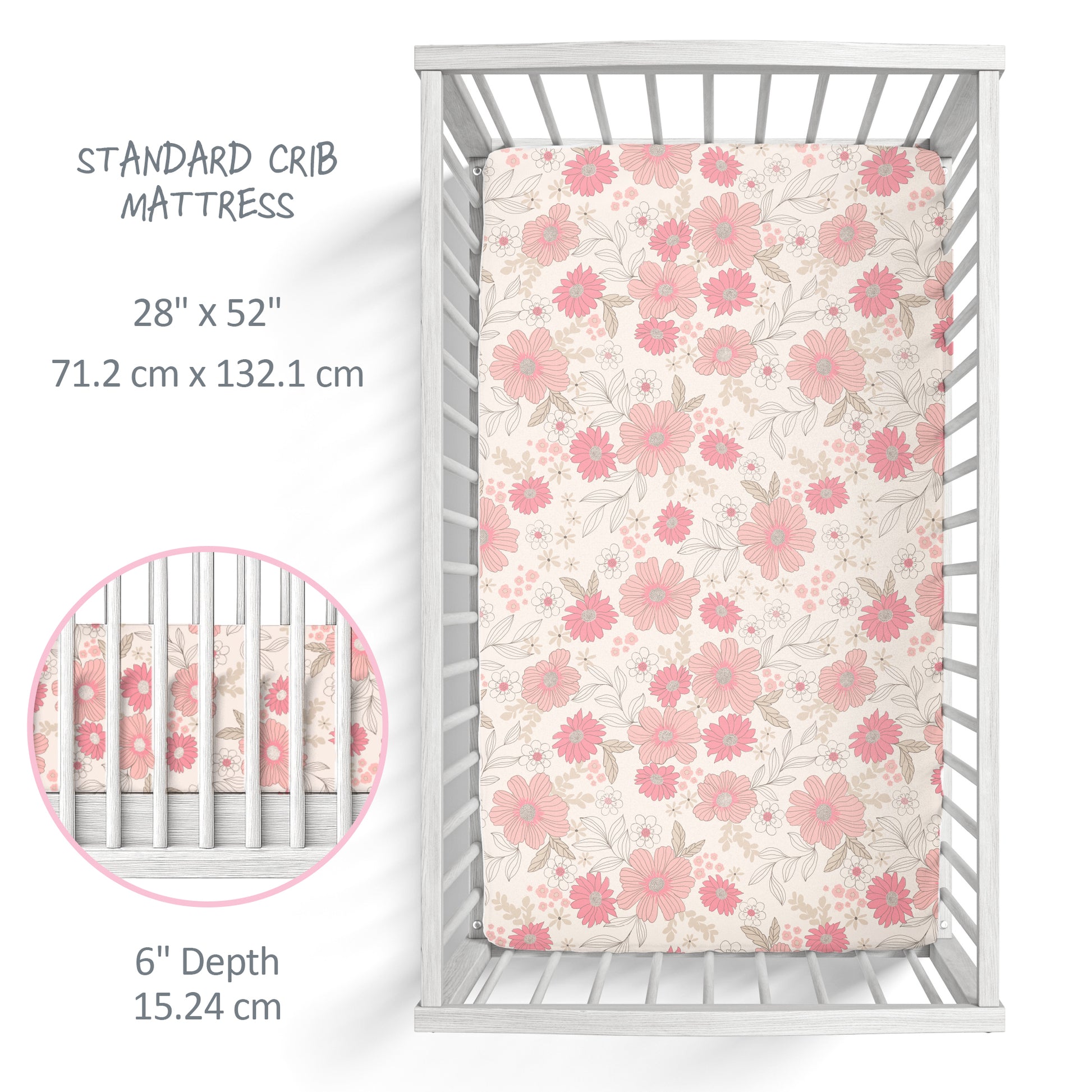 Butterblu Frankie fitted crib sheet in Pretty Petals — GOTS-certified organic cotton crib sheet for standard cribs