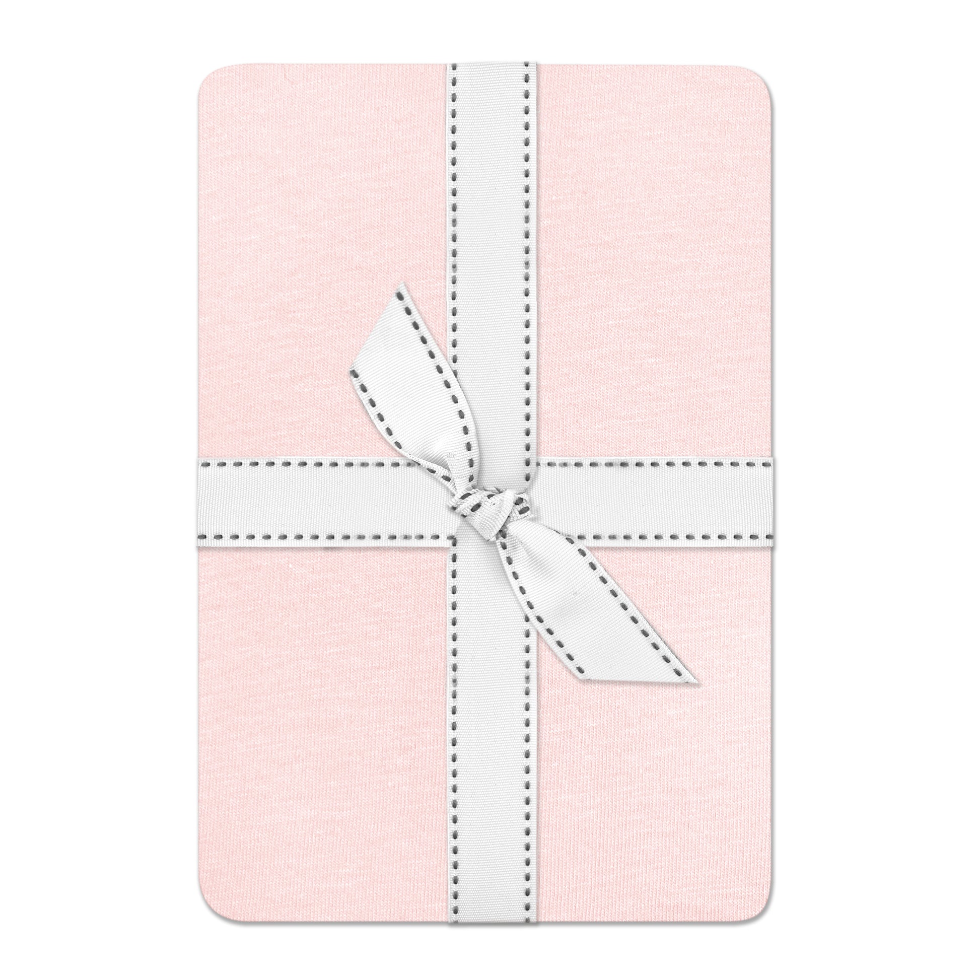 Pink fabric with a white ribbon on a white background