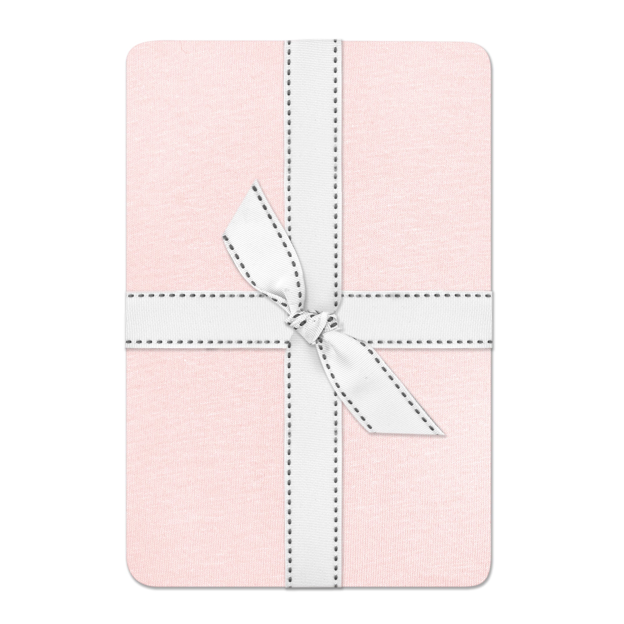 Pink fabric with a white ribbon on a white background