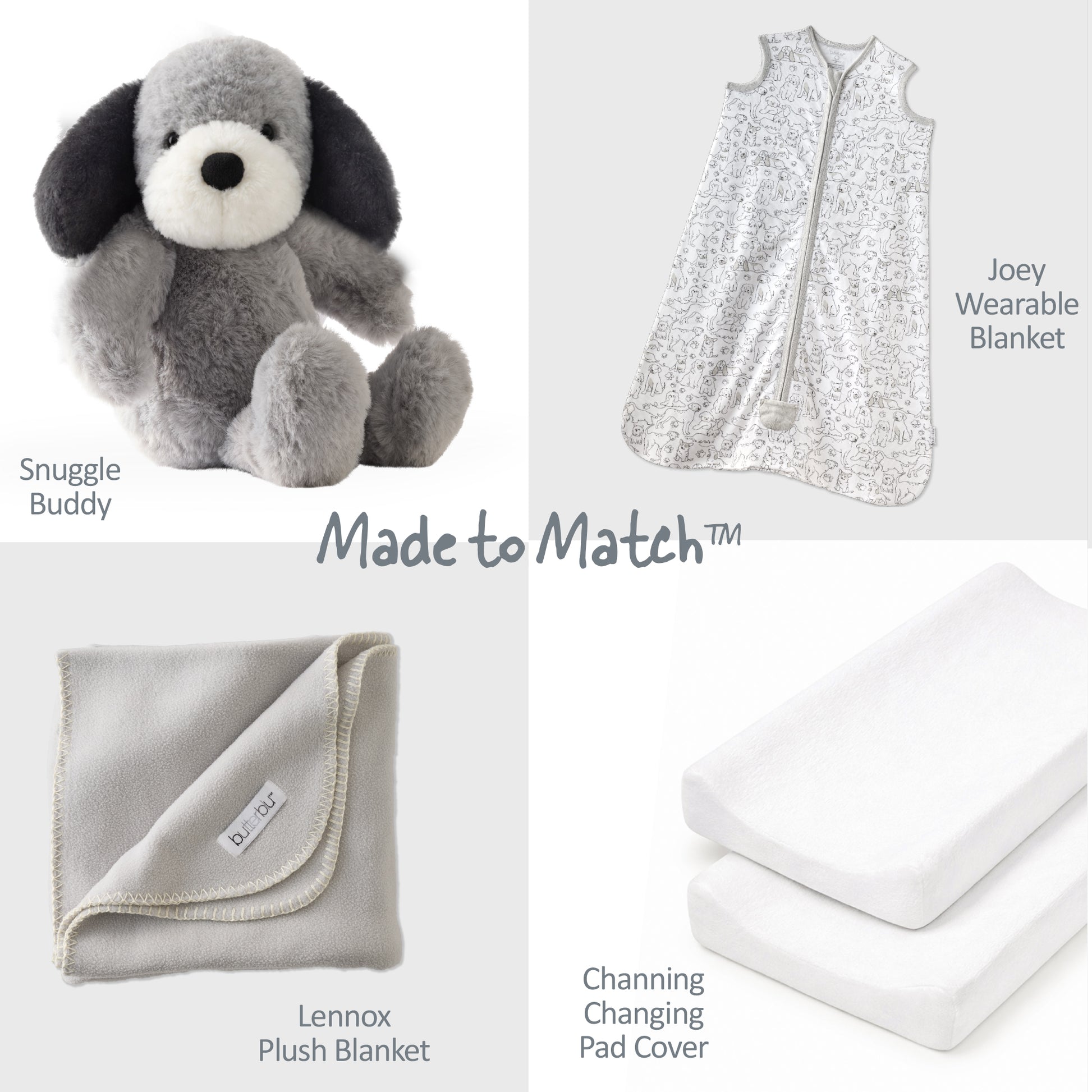 Butterblu Frankie fitted crib sheet in Puppy Party — GOTS-certified organic cotton crib sheet for standard cribs