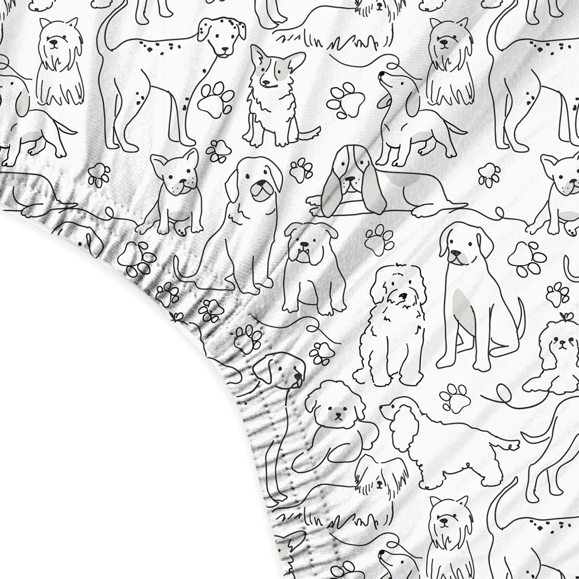 Butterblu Frankie fitted crib sheet in Puppy Party — GOTS-certified organic cotton crib sheet for standard cribs