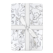 Butterblu Frankie fitted crib sheet in Puppy Party — GOTS-certified organic cotton crib sheet for standard cribs