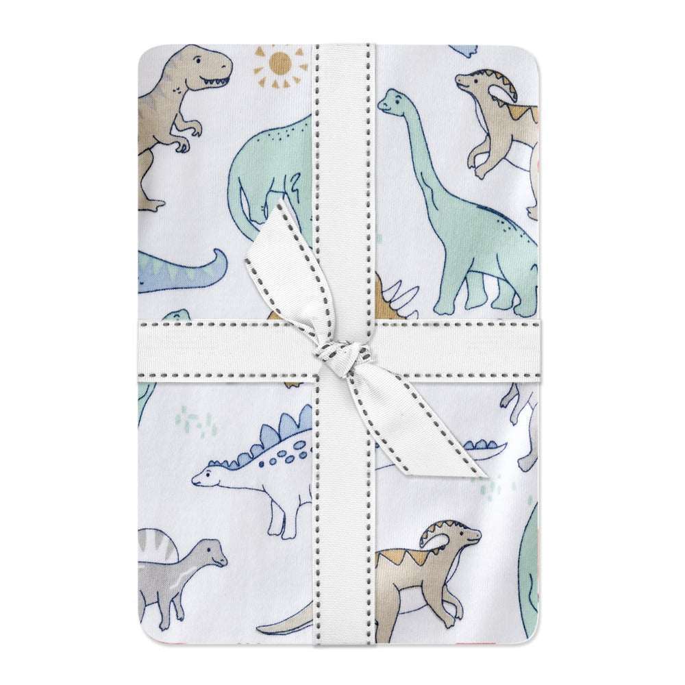 Butterblu Frankie fitted crib sheet in Rawr Some — GOTS-certified organic cotton crib sheet for standard cribs