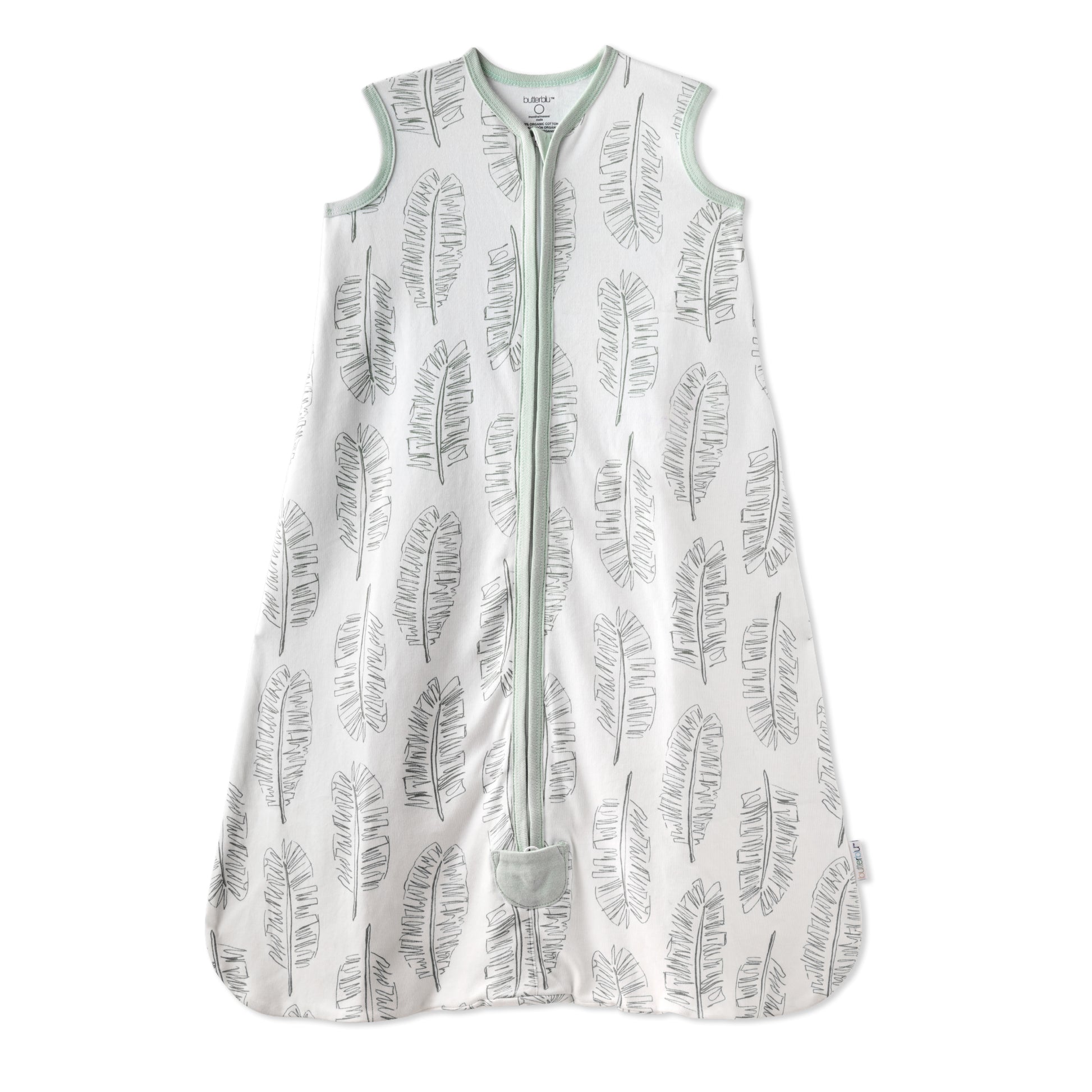 White sleeveless jacket with leaf pattern on a white background