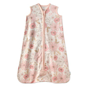 Floral patterned baby sleeping bag on a white background