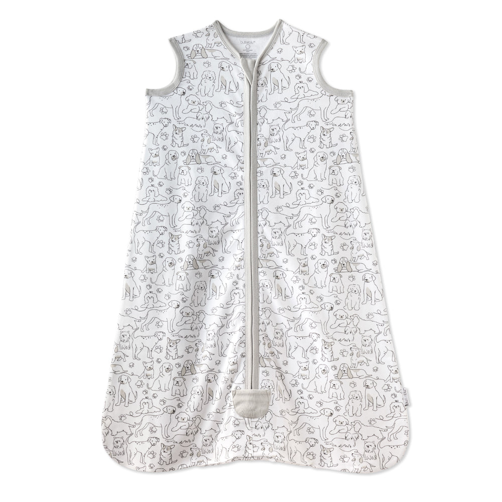Baby sleeping bag with animal pattern on a white background