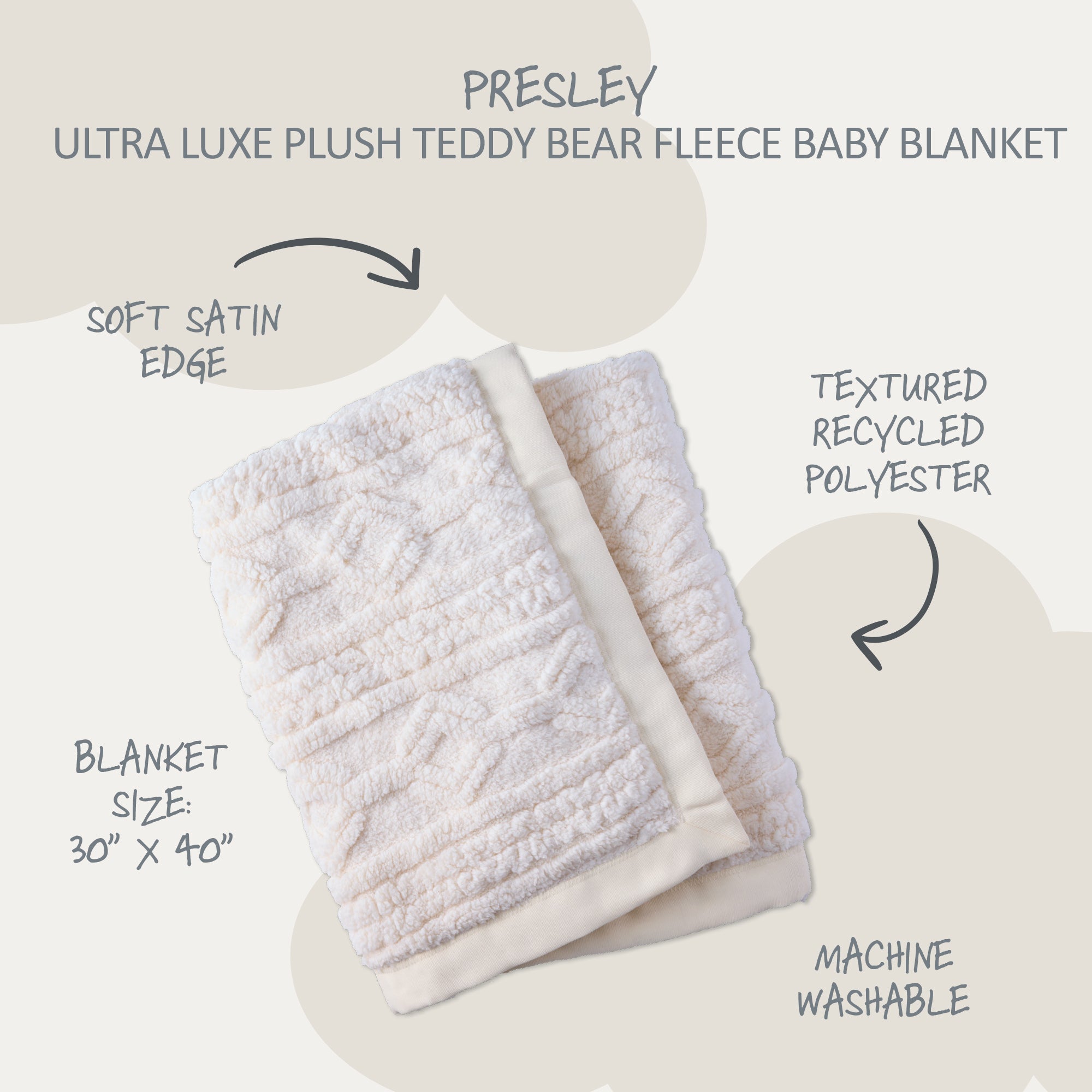 PRESLEY Ultra Luxe Plush Textured Fleece Baby Stroller Blanket