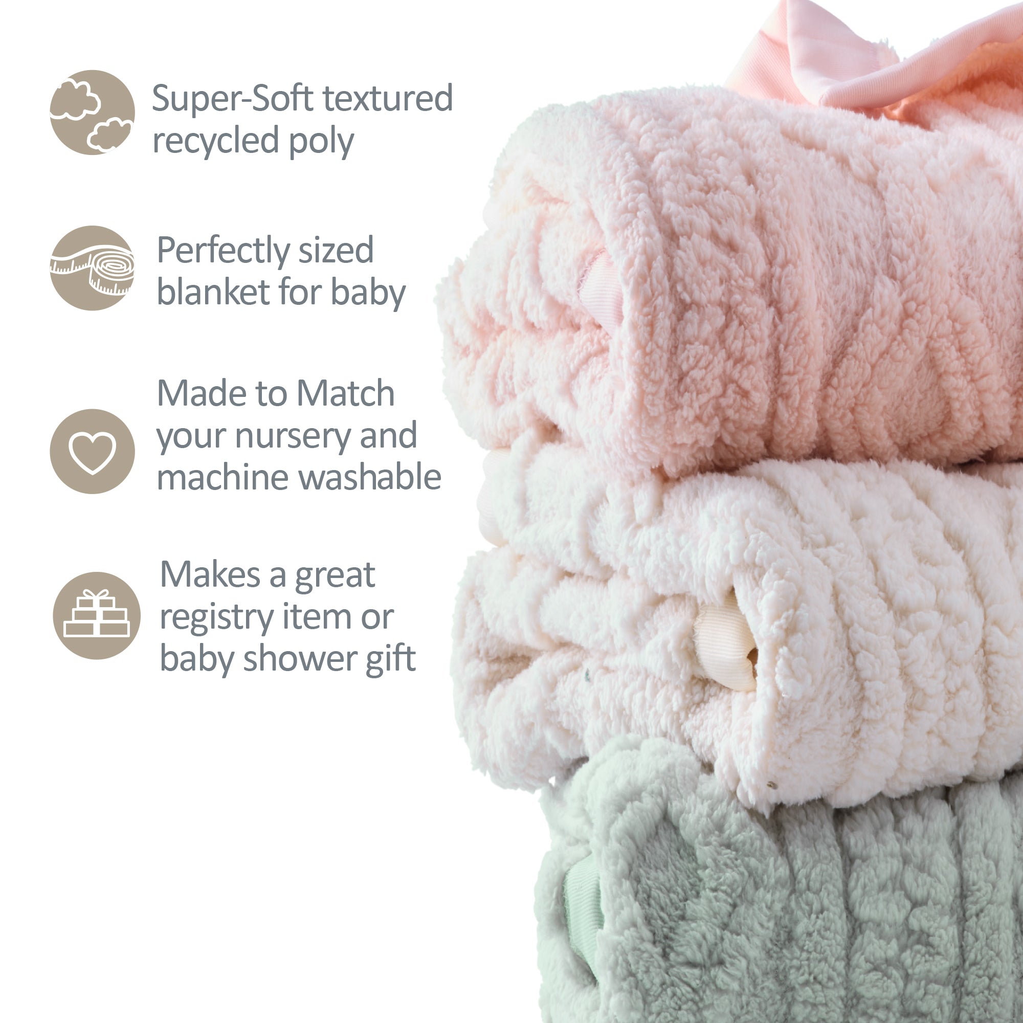 PRESLEY Ultra Luxe Plush Textured Fleece Baby Stroller Blanket