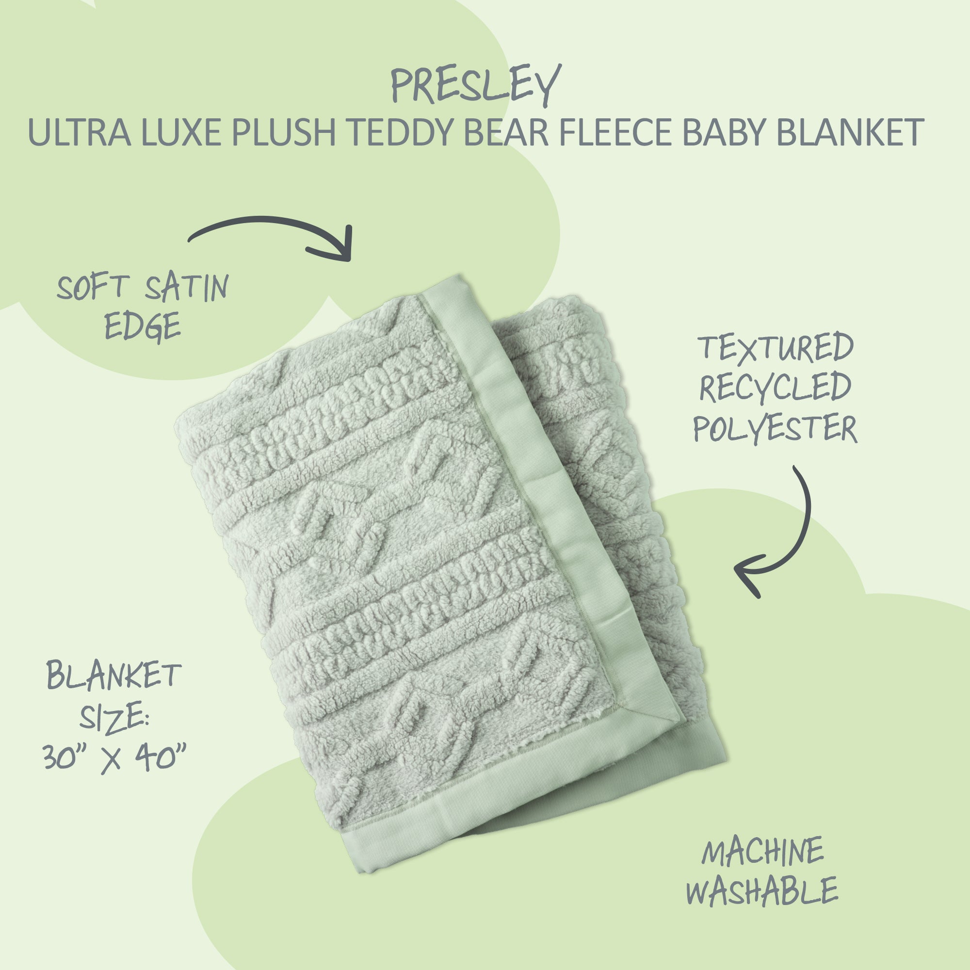 PRESLEY Ultra Luxe Plush Textured Fleece Baby Stroller Blanket