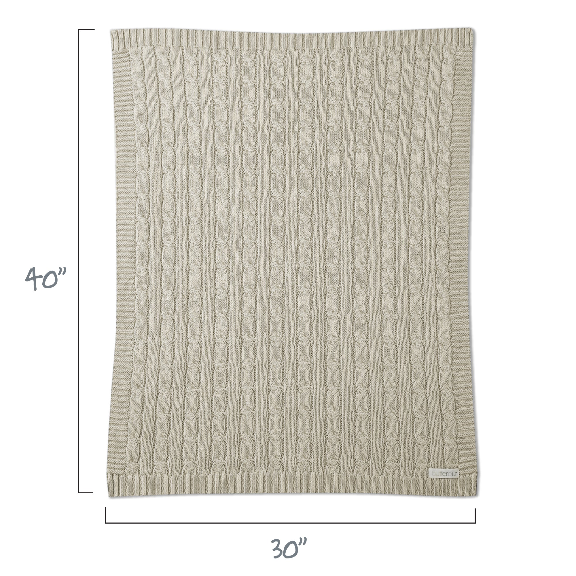 Textured blanket with dimensions 30" x 40" on a white background