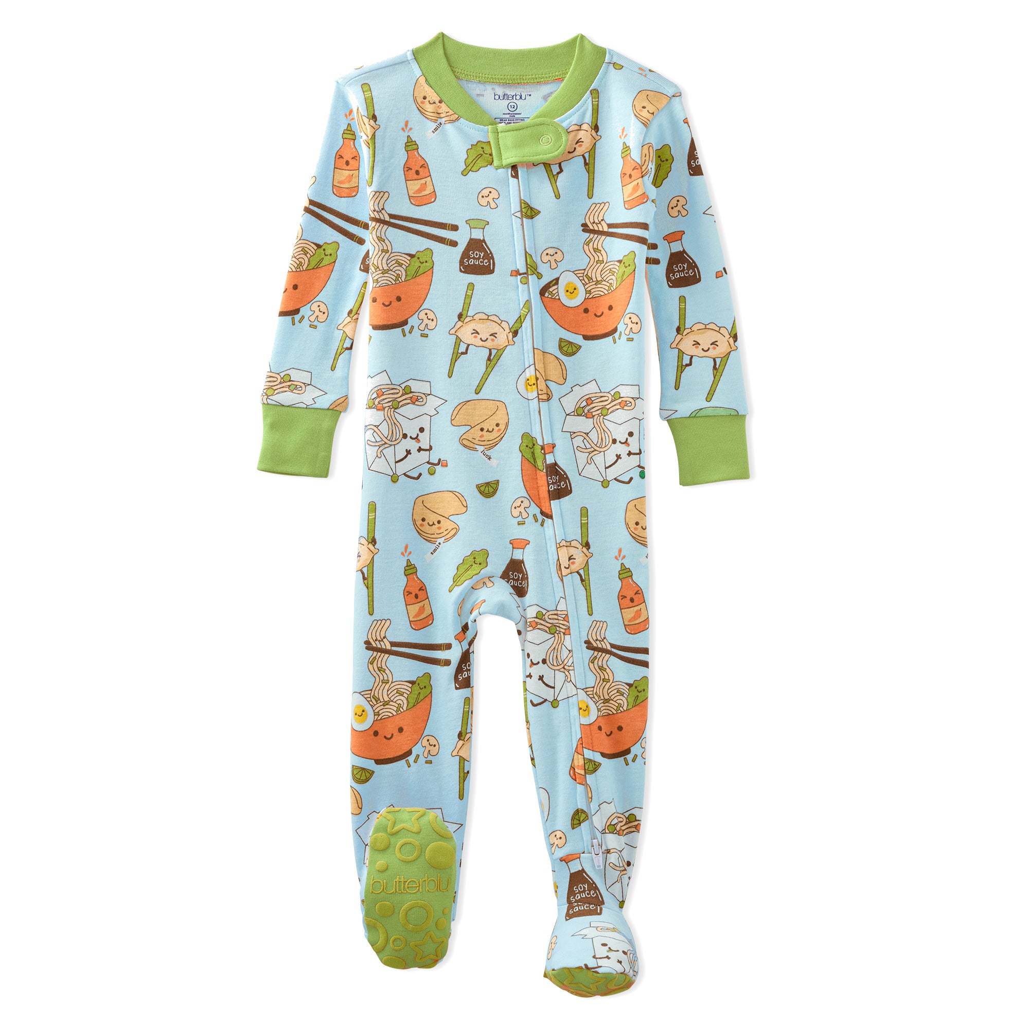 Children's pajama with cartoon character design on a white background