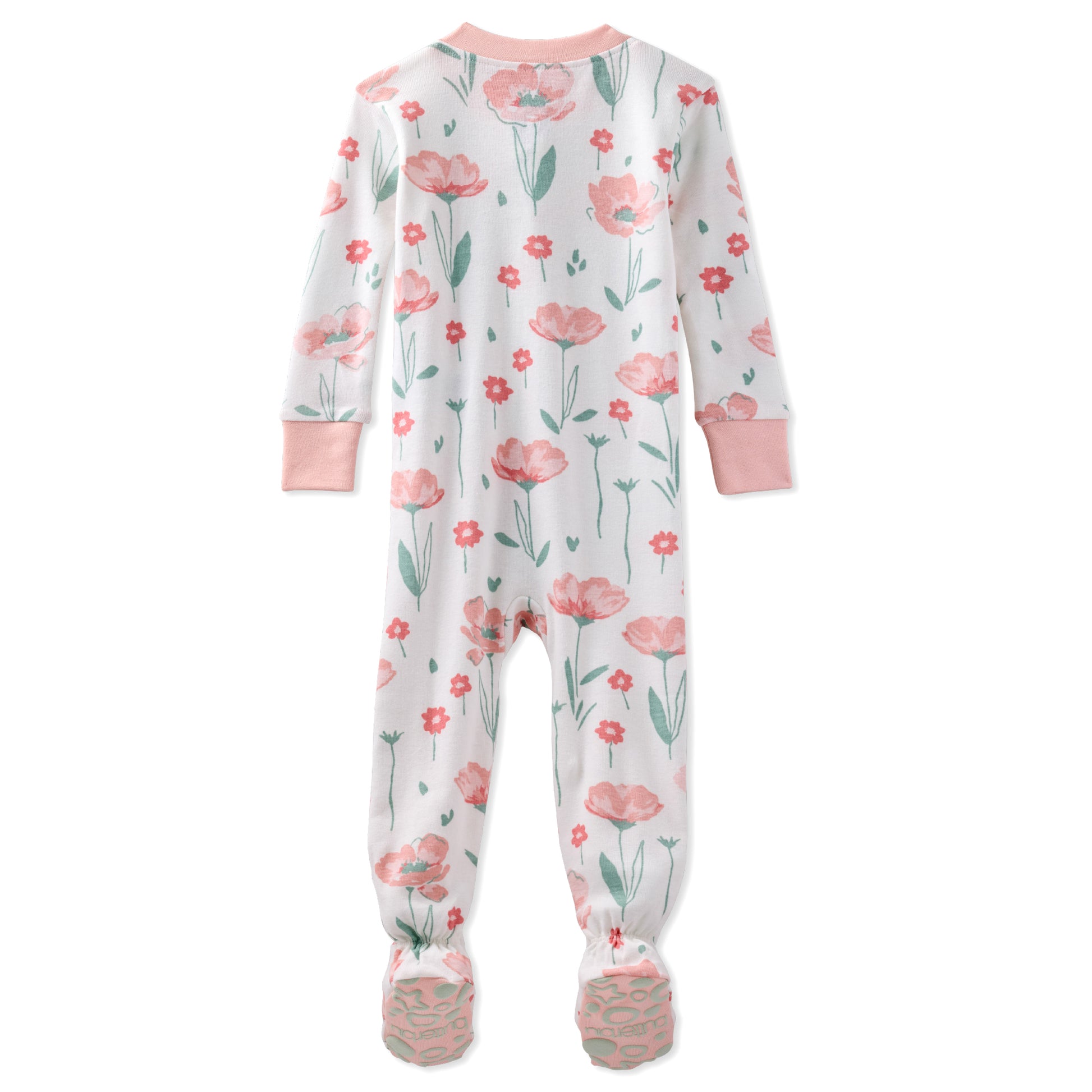 Floral-patterned baby onesie on a white background