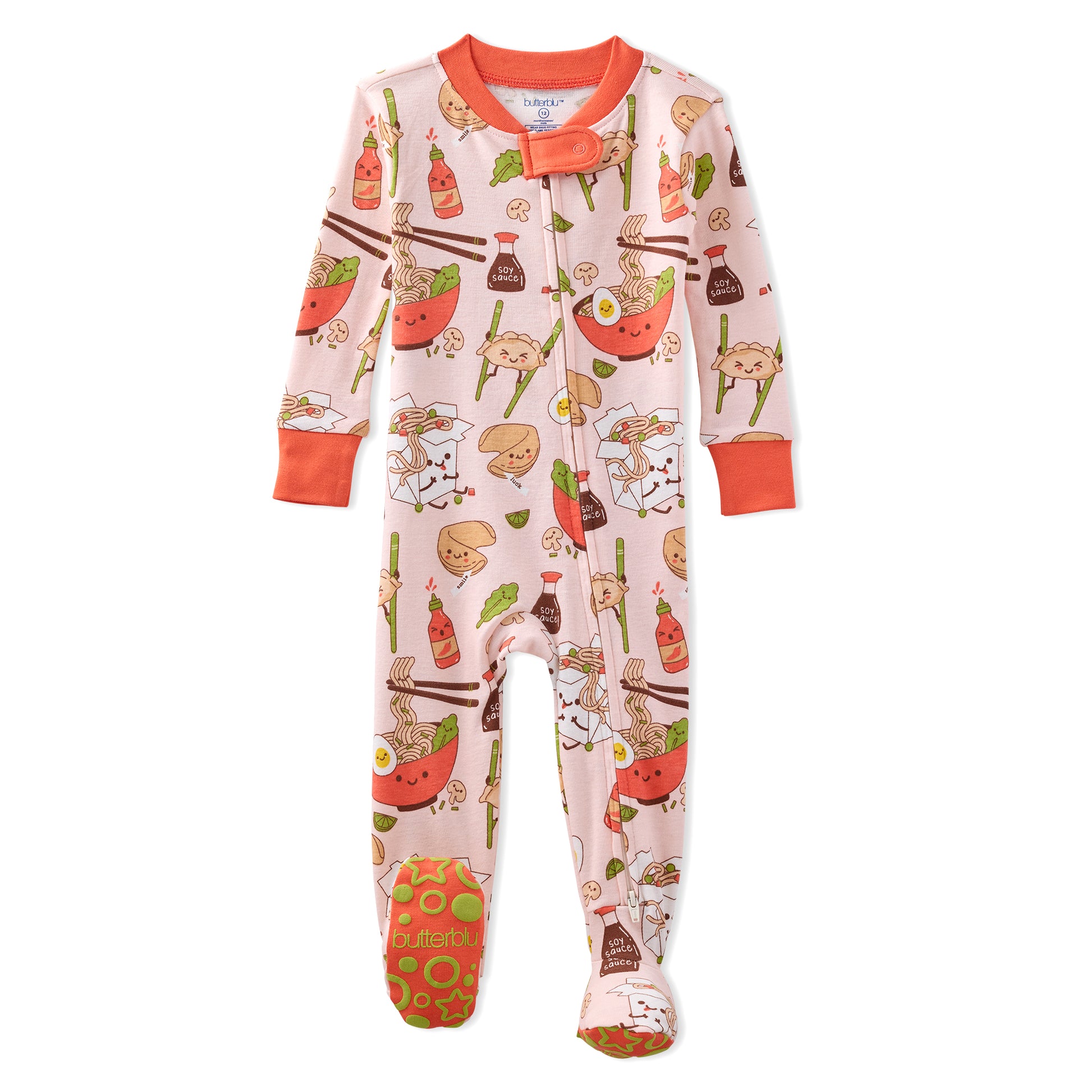 Children's pajama with cartoon print on a white background