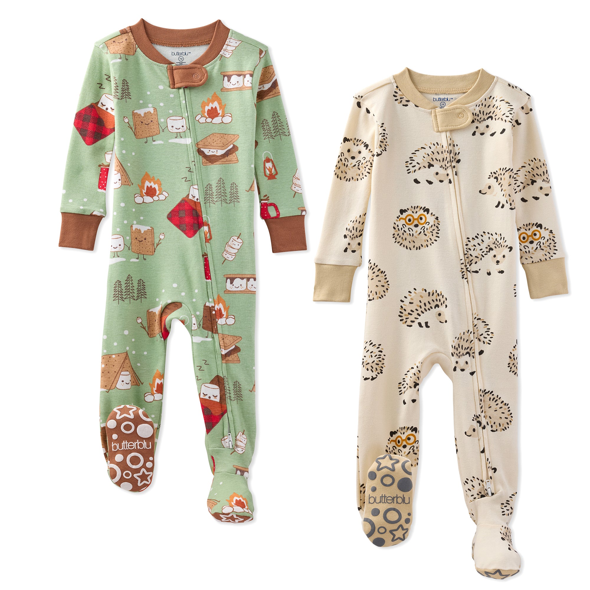 CRUZ 2-Pack Snug Fit Footed Baby Girls Pajamas