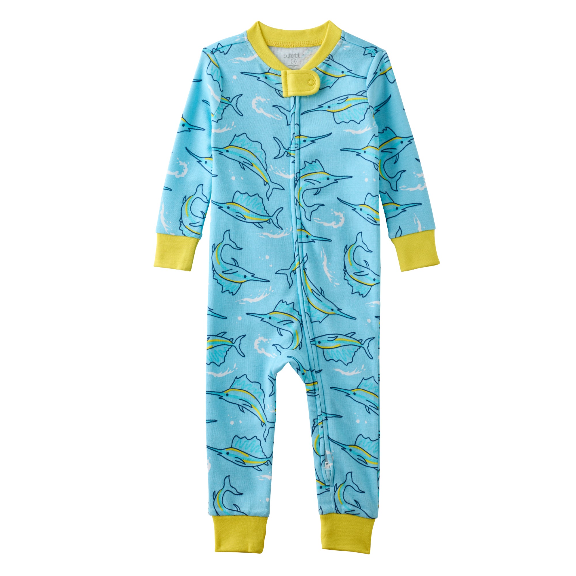 SHAWN onesie pajamas in Big Catch on a white background
